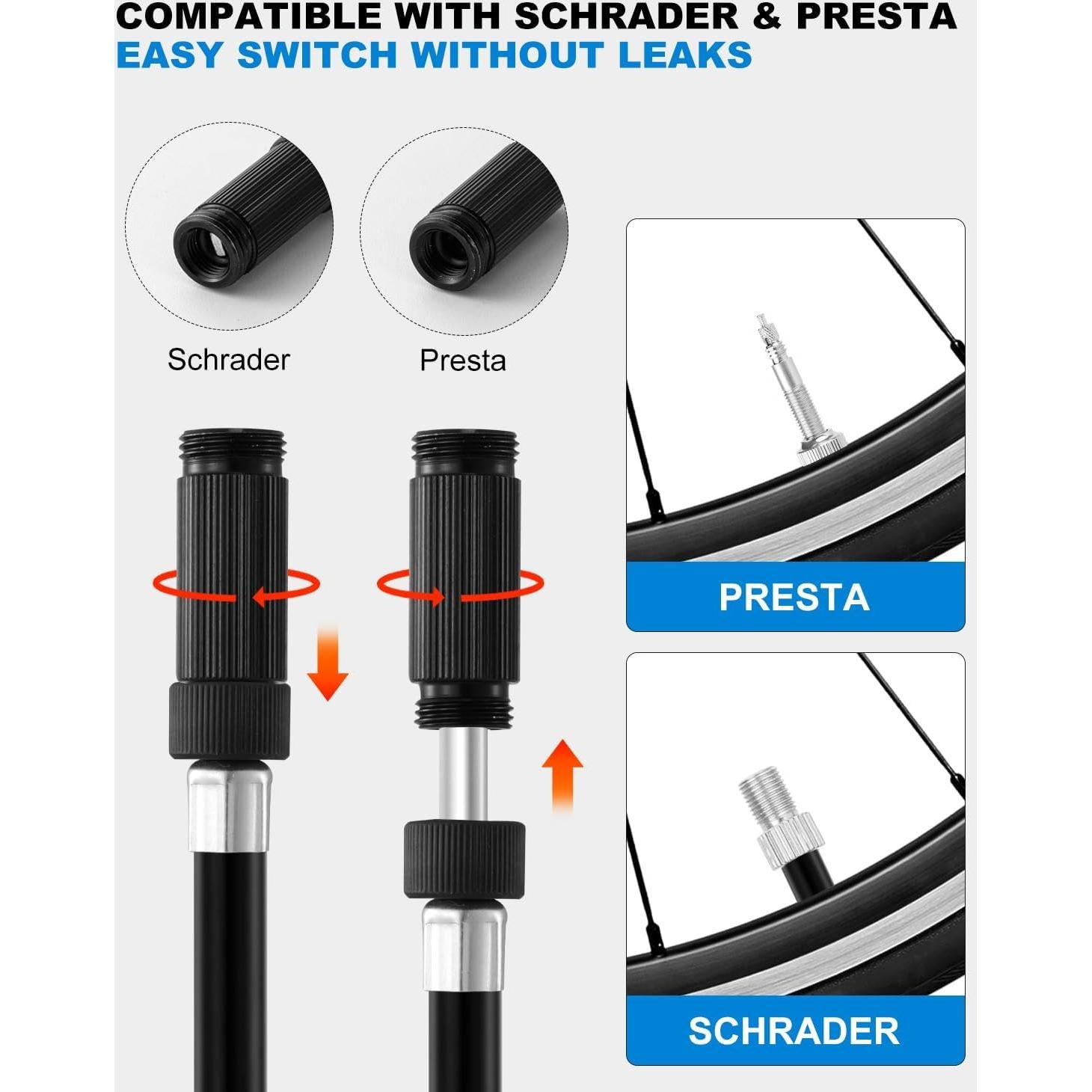 Bomba de Pie Mini JULAI con Manómetro 160 PSI para Bicicleta
