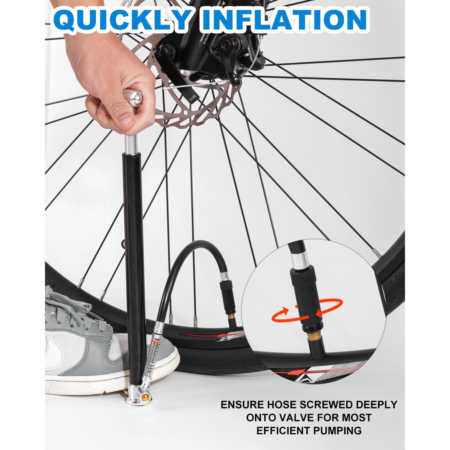 Bomba de Pie Mini JULAI con Manómetro 160 PSI para Bicicleta