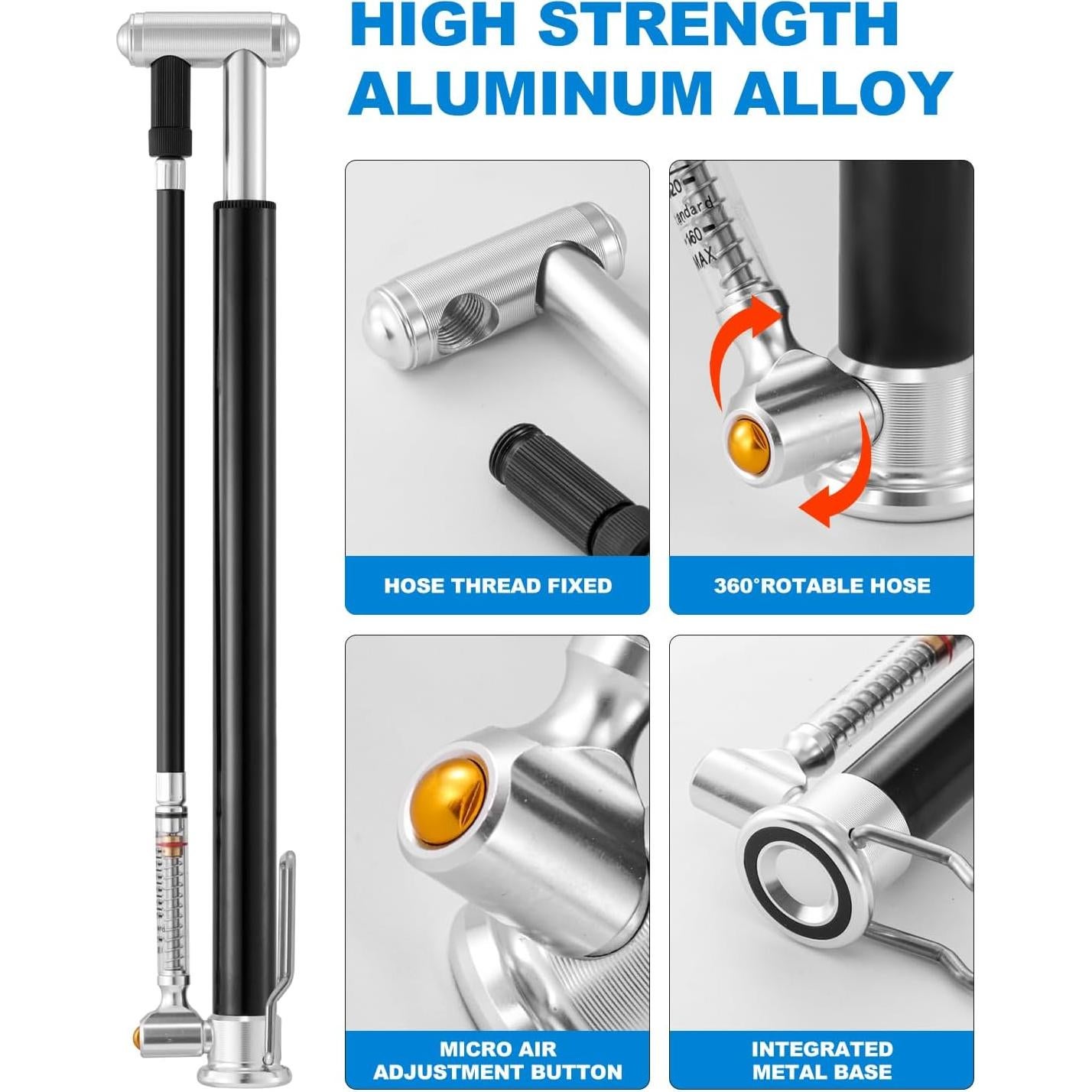Bomba de Pie Mini JULAI con Manómetro 160 PSI para Bicicleta