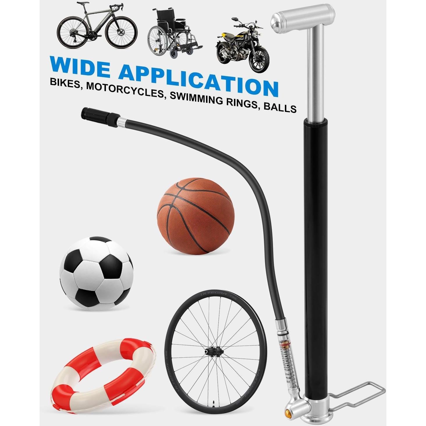 Bomba de Pie Mini JULAI con Manómetro 160 PSI para Bicicleta