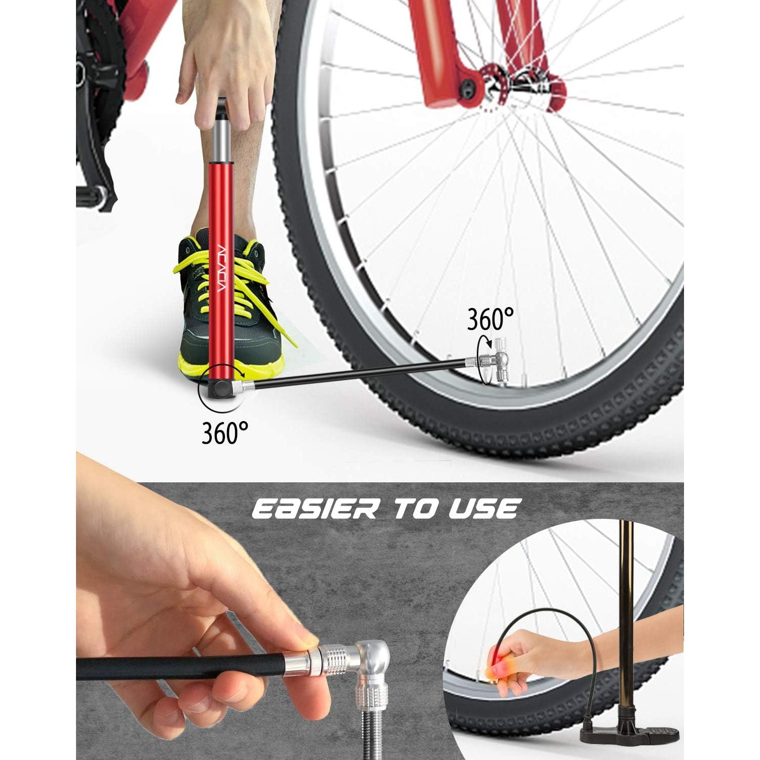 Bomba de Bicicleta Mini ACACIA 130 PSI Compatible Presta Schrader