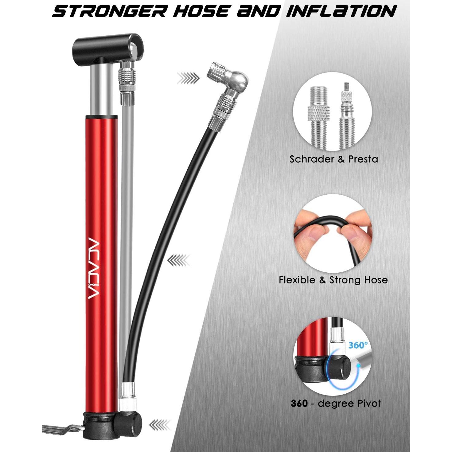 Bomba de Bicicleta Mini ACACIA 130 PSI Compatible Presta Schrader