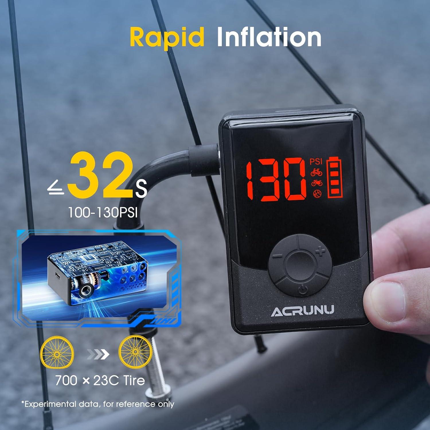 Bomba de Aire Eléctrica ACRUNU DDDQT 130PSI Portátil LED