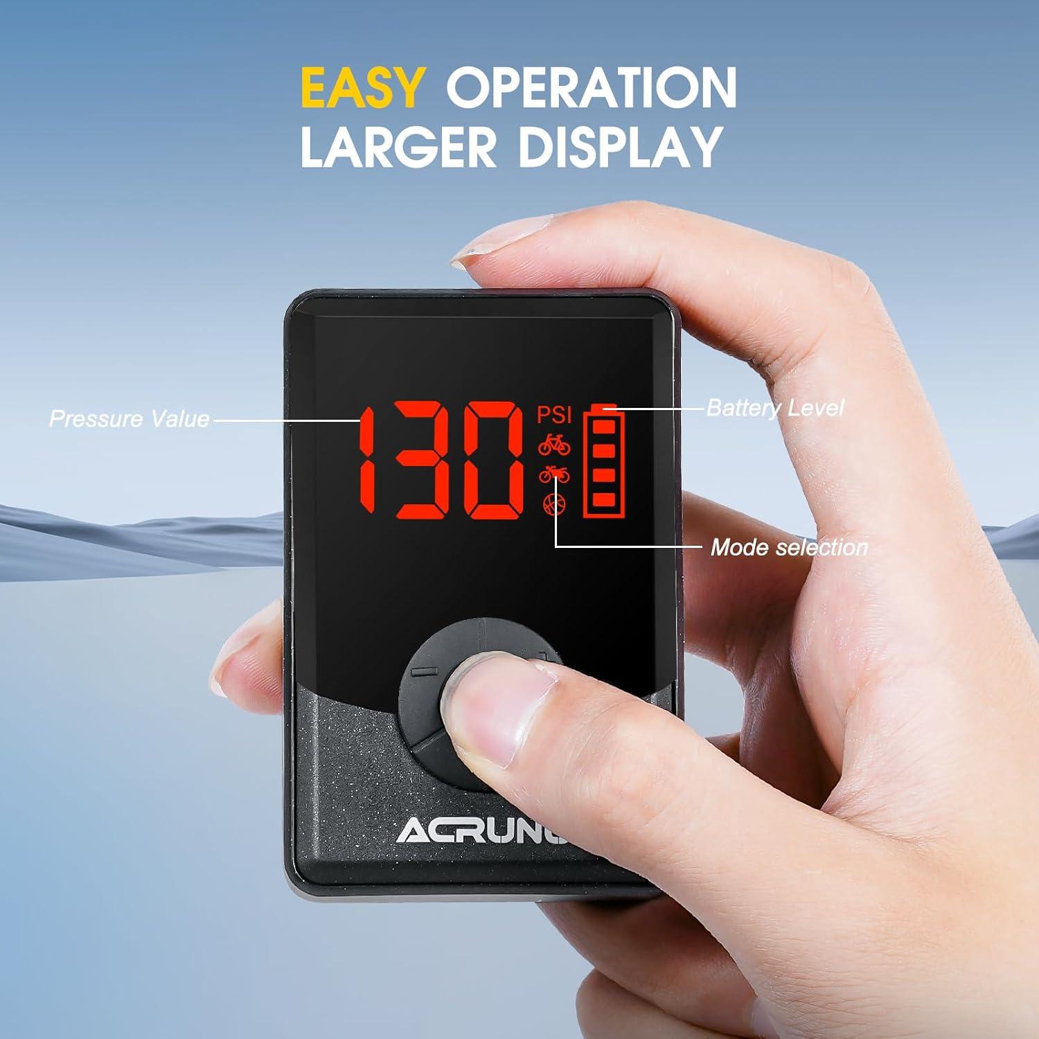 Bomba de Aire Eléctrica ACRUNU DDDQT 130PSI Portátil LED