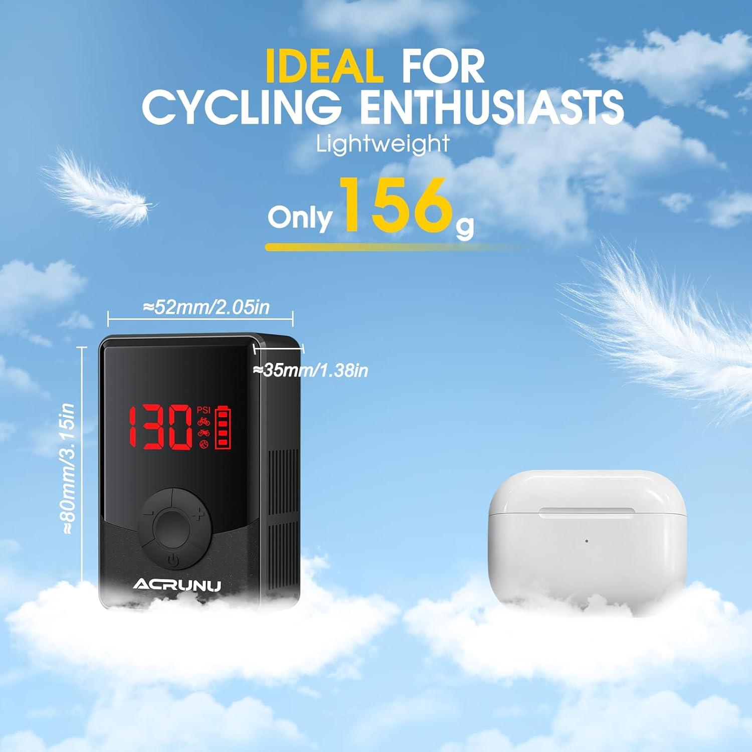 Bomba de Aire Eléctrica ACRUNU DDDQT 130PSI Portátil LED