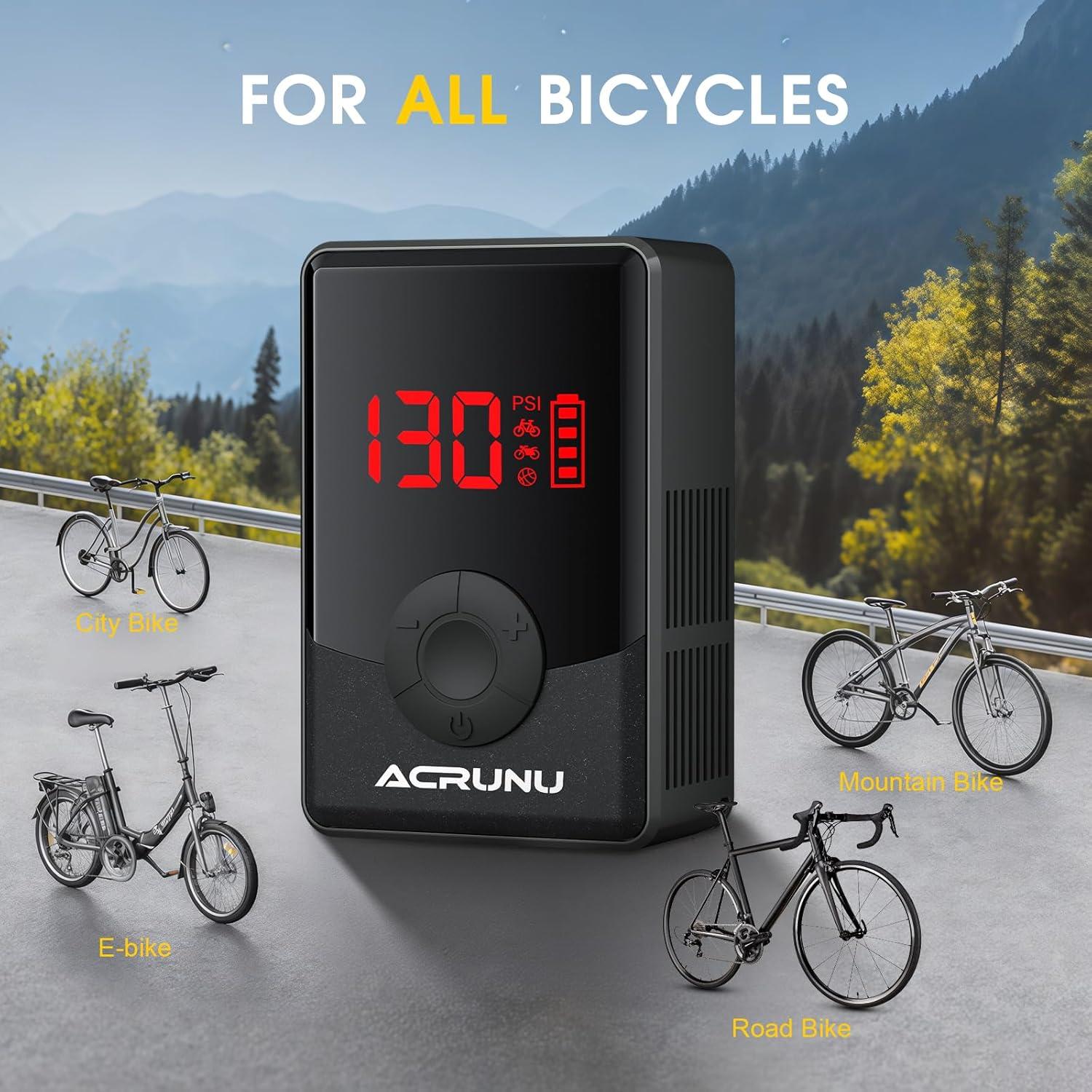 Bomba de Aire Eléctrica ACRUNU DDDQT 130PSI Portátil LED