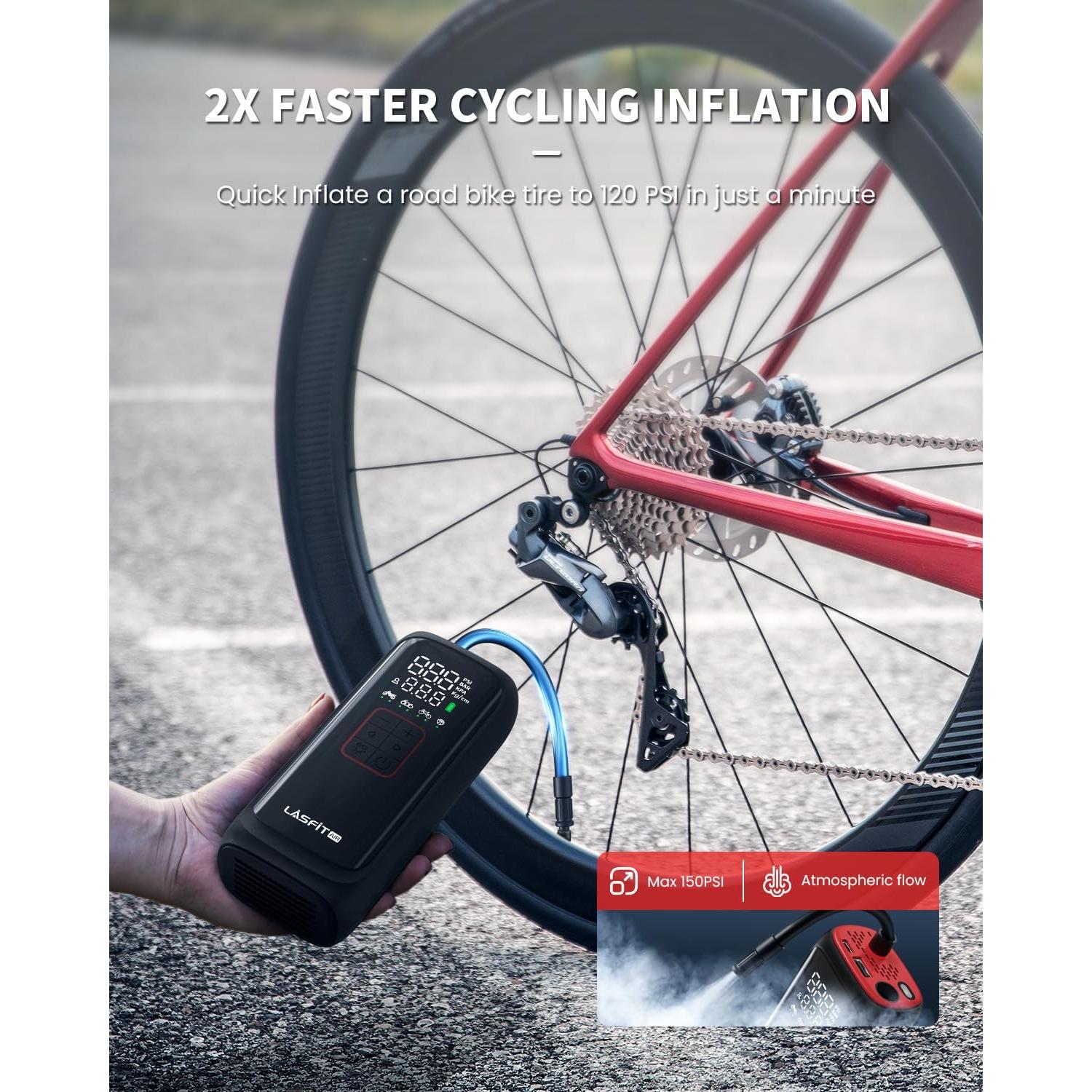 Bomba de Bicicleta Eléctrica LASFIT BM1 150PSI Inflación Rápida