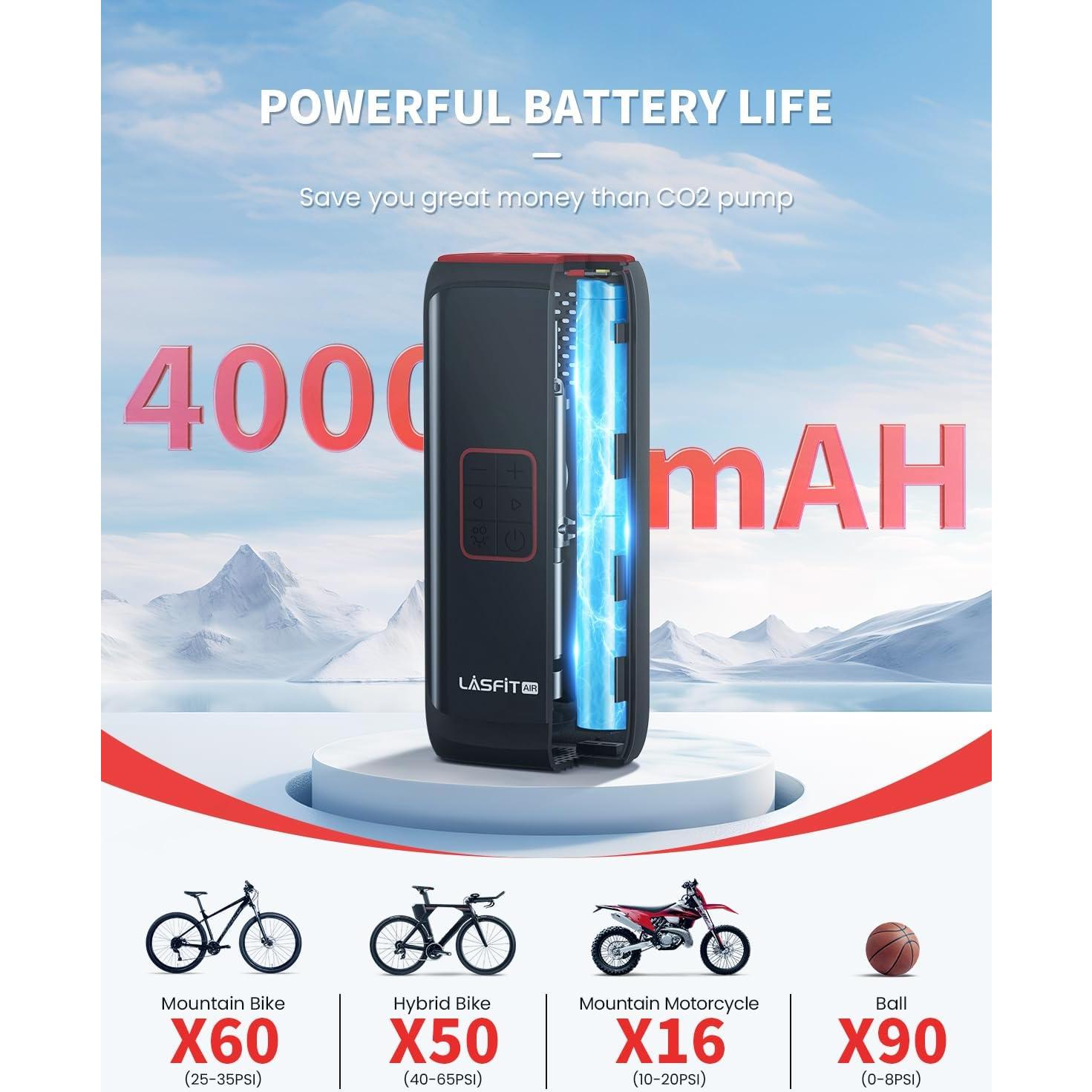 Bomba de Bicicleta Eléctrica LASFIT BM1 150PSI Inflación Rápida