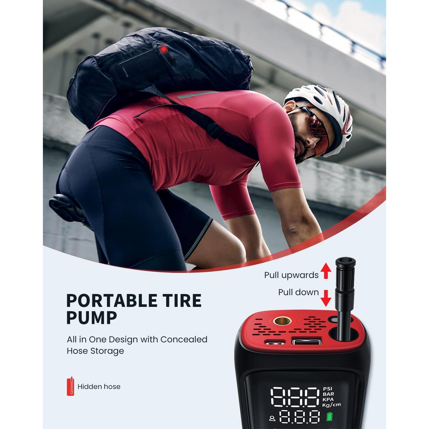 Bomba de Bicicleta Eléctrica LASFIT BM1 150PSI Inflación Rápida