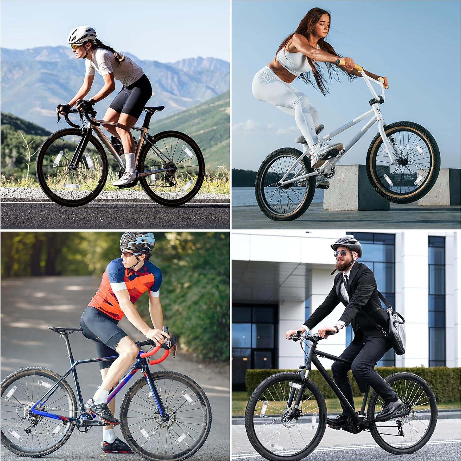 Paquete de 4 Reflectores de Rueda Gtziqa para Bicicleta Blanca