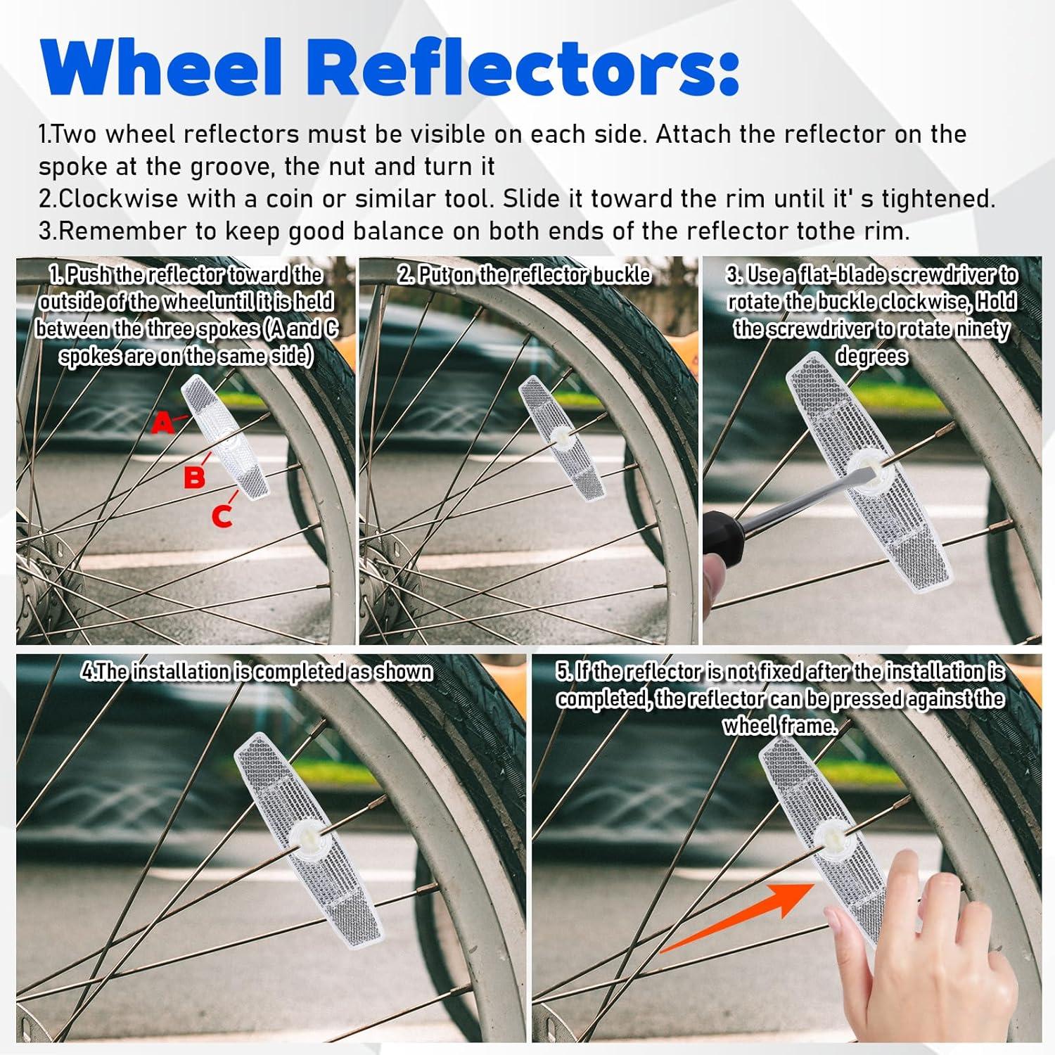 Paquete de 4 Reflectores de Rueda Gtziqa para Bicicleta Blanca