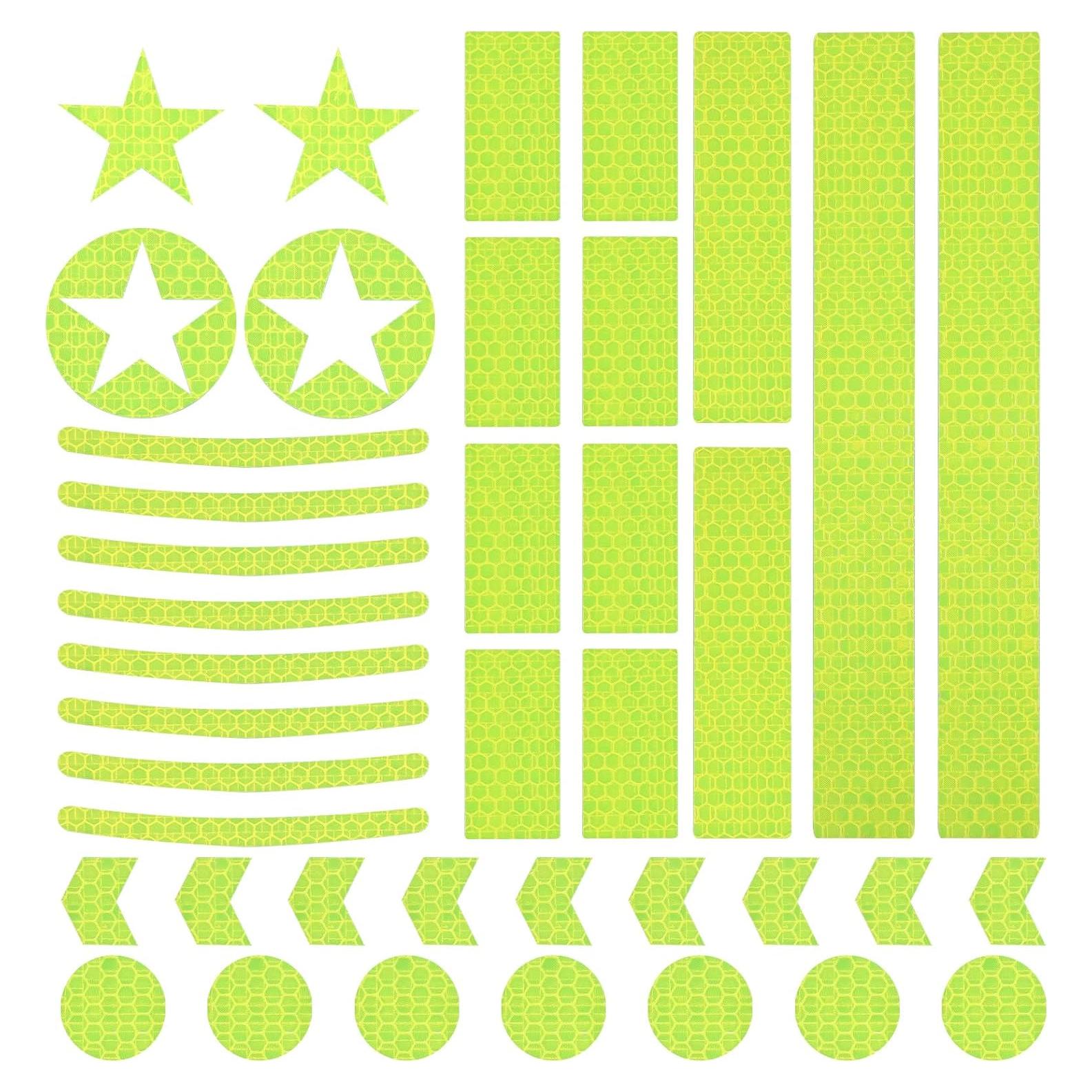 Calcomanías Reflectantes Prasacco 42 Piezas Verde Fluorescente