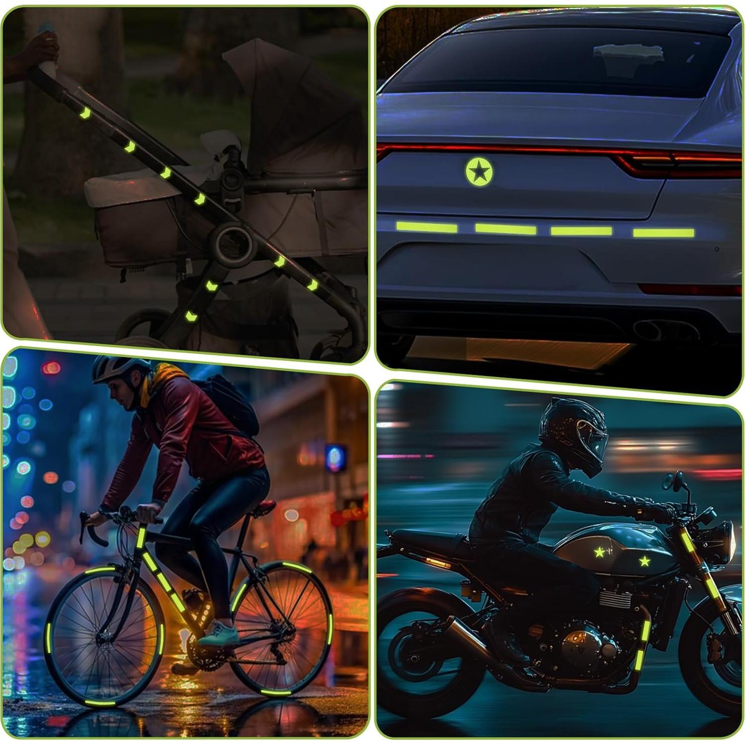 Calcomanías Reflectantes Prasacco 42 Piezas Verde Fluorescente