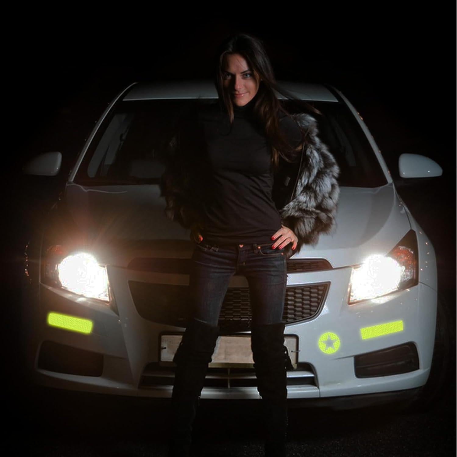 Calcomanías Reflectantes Prasacco 42 Piezas Verde Fluorescente