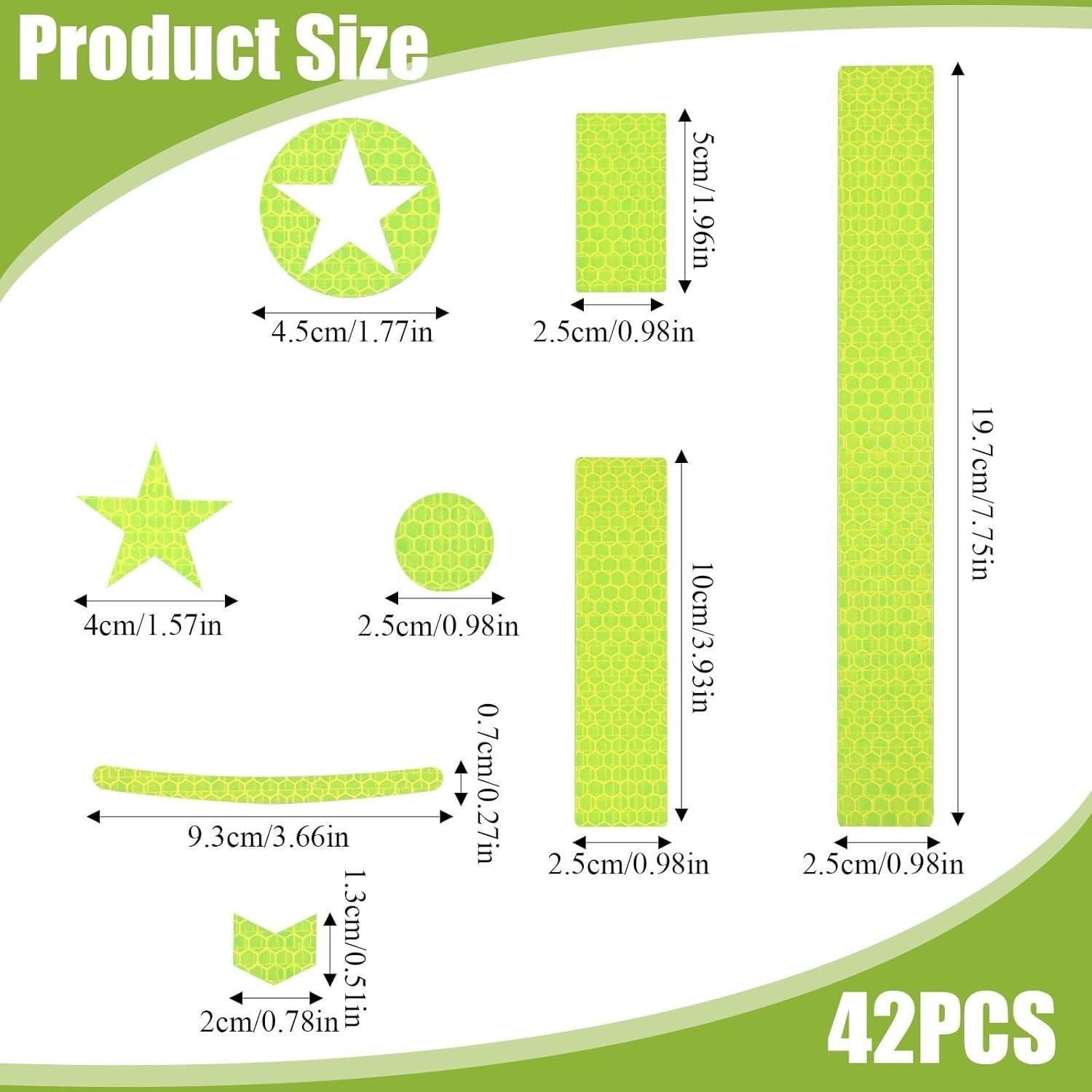 Calcomanías Reflectantes Prasacco 42 Piezas Verde Fluorescente