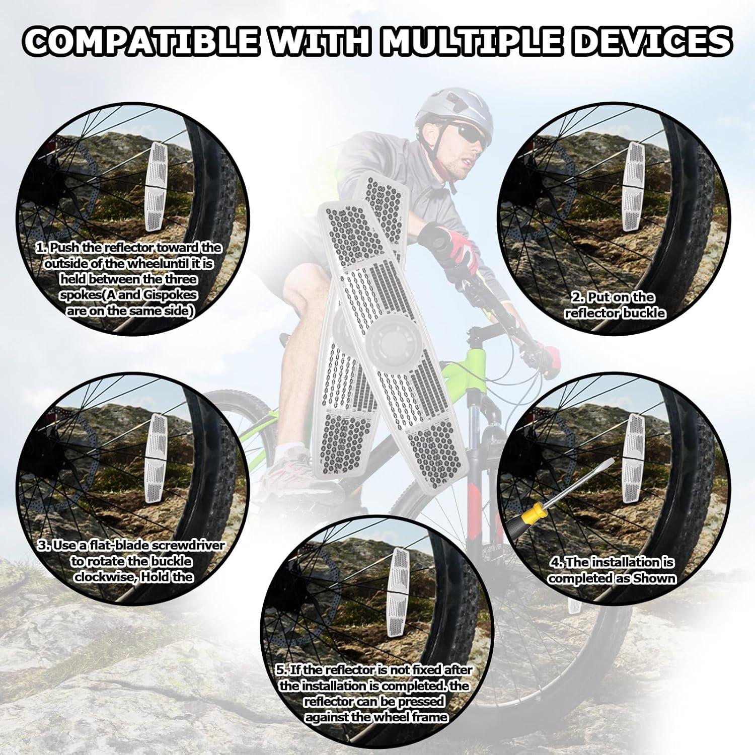 6 Reflectores de Radios de Bicicleta Fampery - Seguridad Nocturna