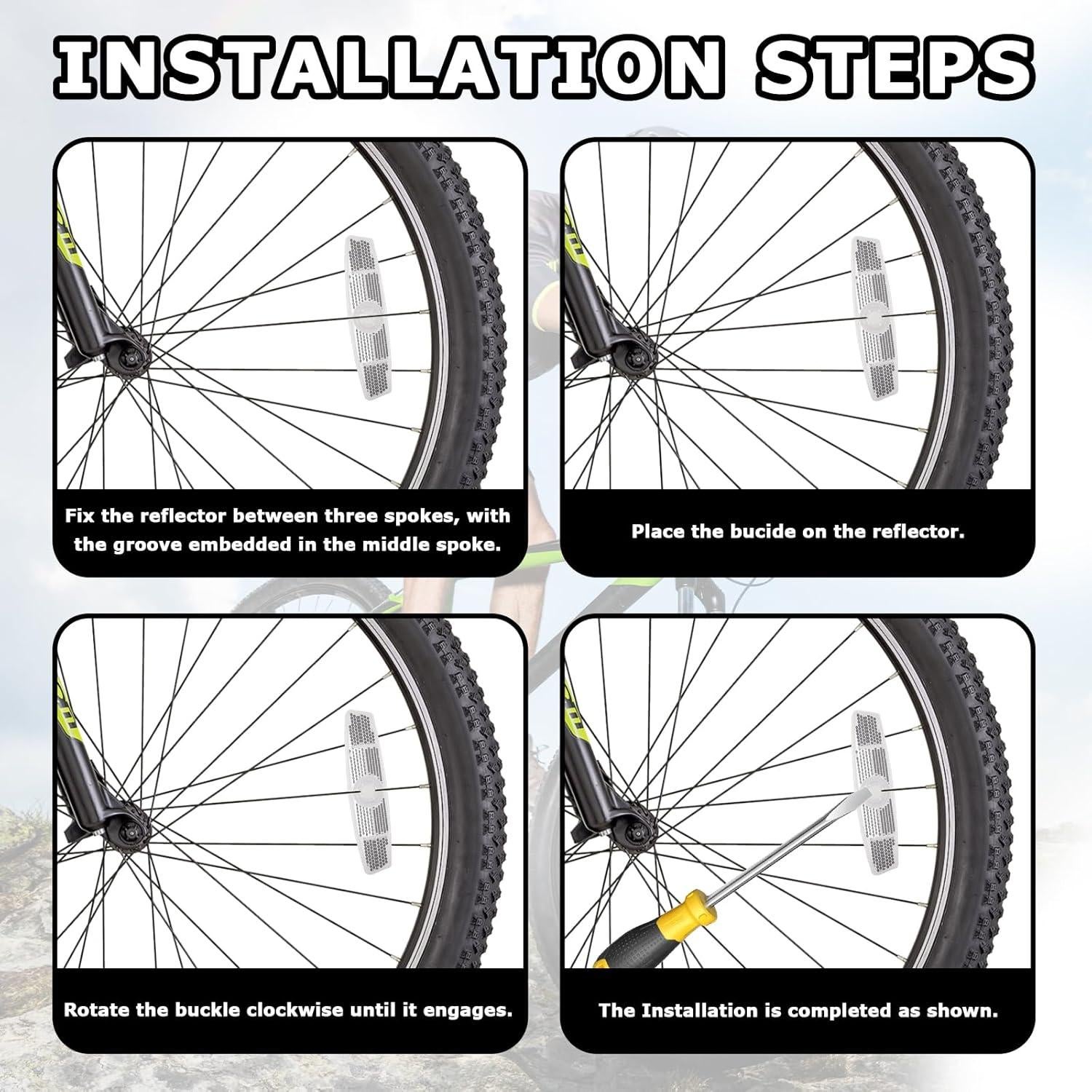 6 Reflectores de Radios de Bicicleta Fampery - Seguridad Nocturna