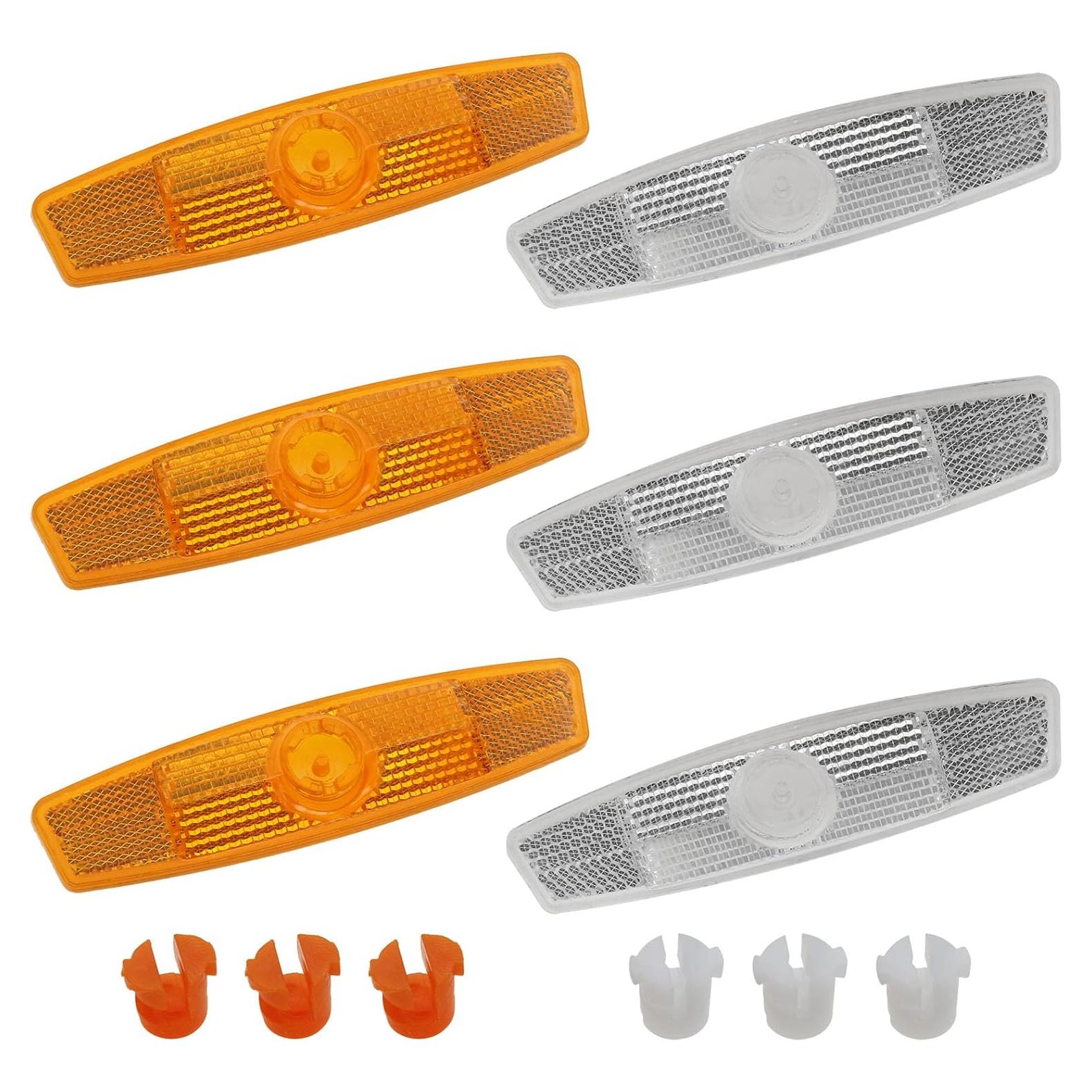 6 Reflectores de Rueda de Bicicleta Safycaby SARO66 - Blanco y Amarillo