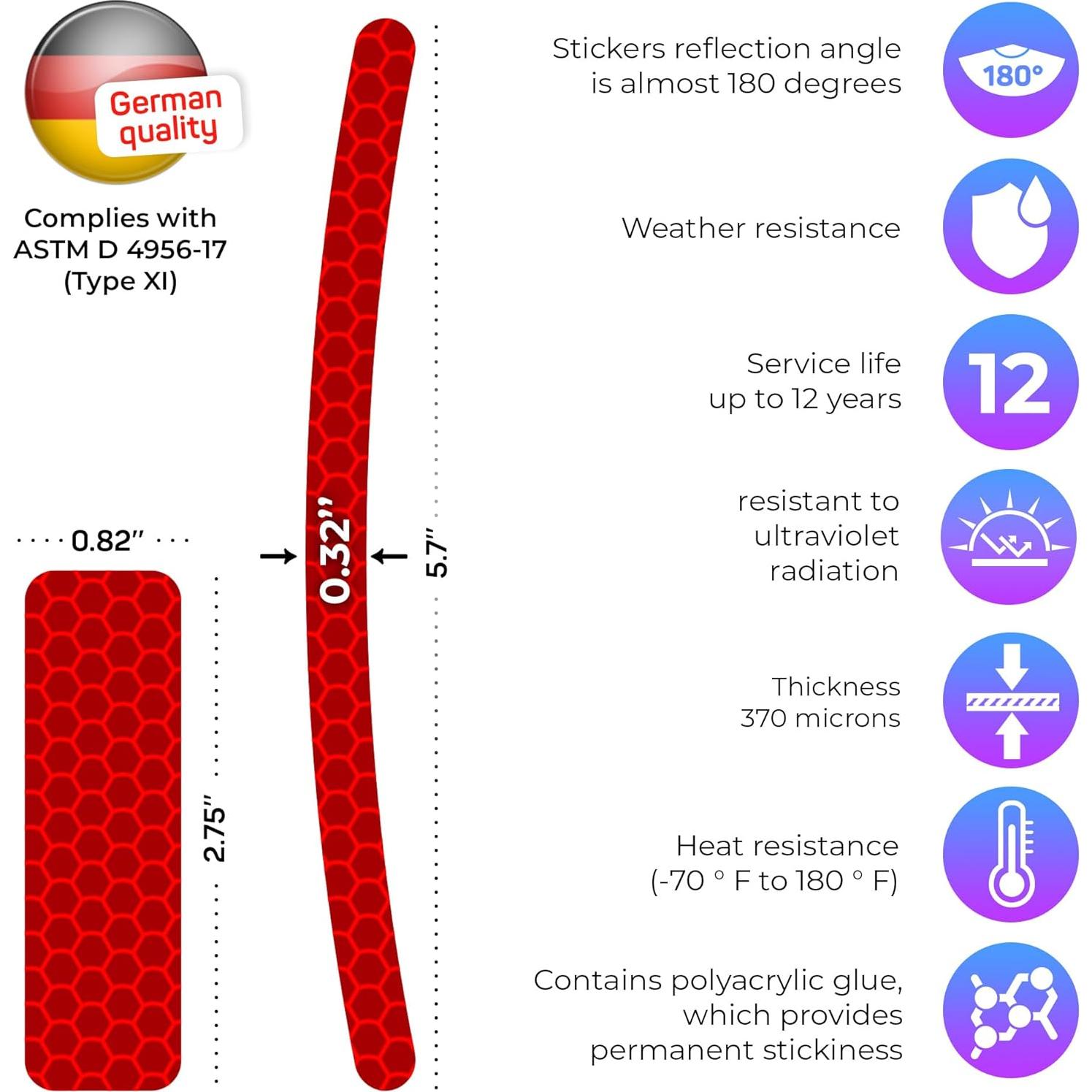 Calcomanías Reflectantes LOOM para Bicicletas 18pc Rojo Brillante