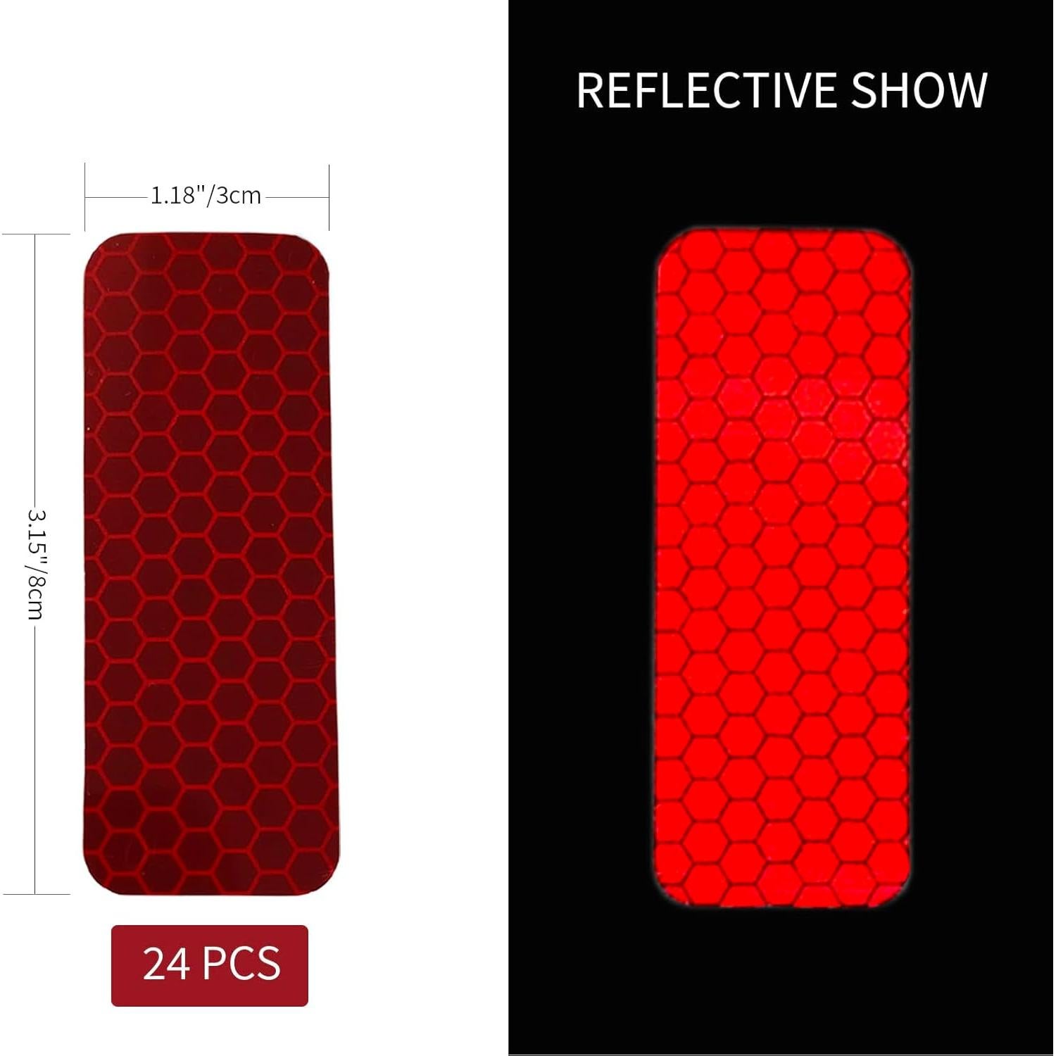 Calcomanías Reflectantes Dodgelav 24 PCS Rojo 3x8 cm