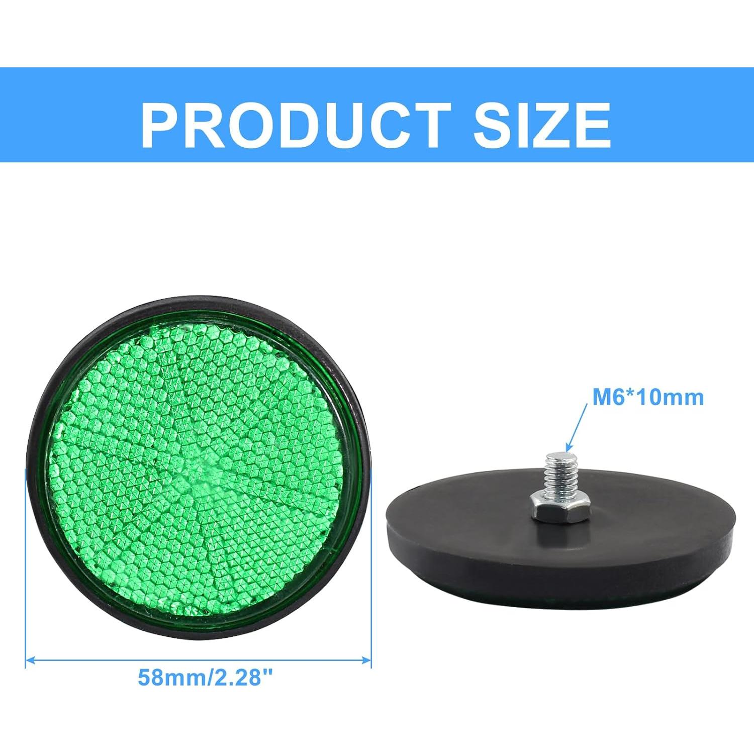 4 Reflectores Redondos Verdes Unlorspy 58mm Montaje Tornillo