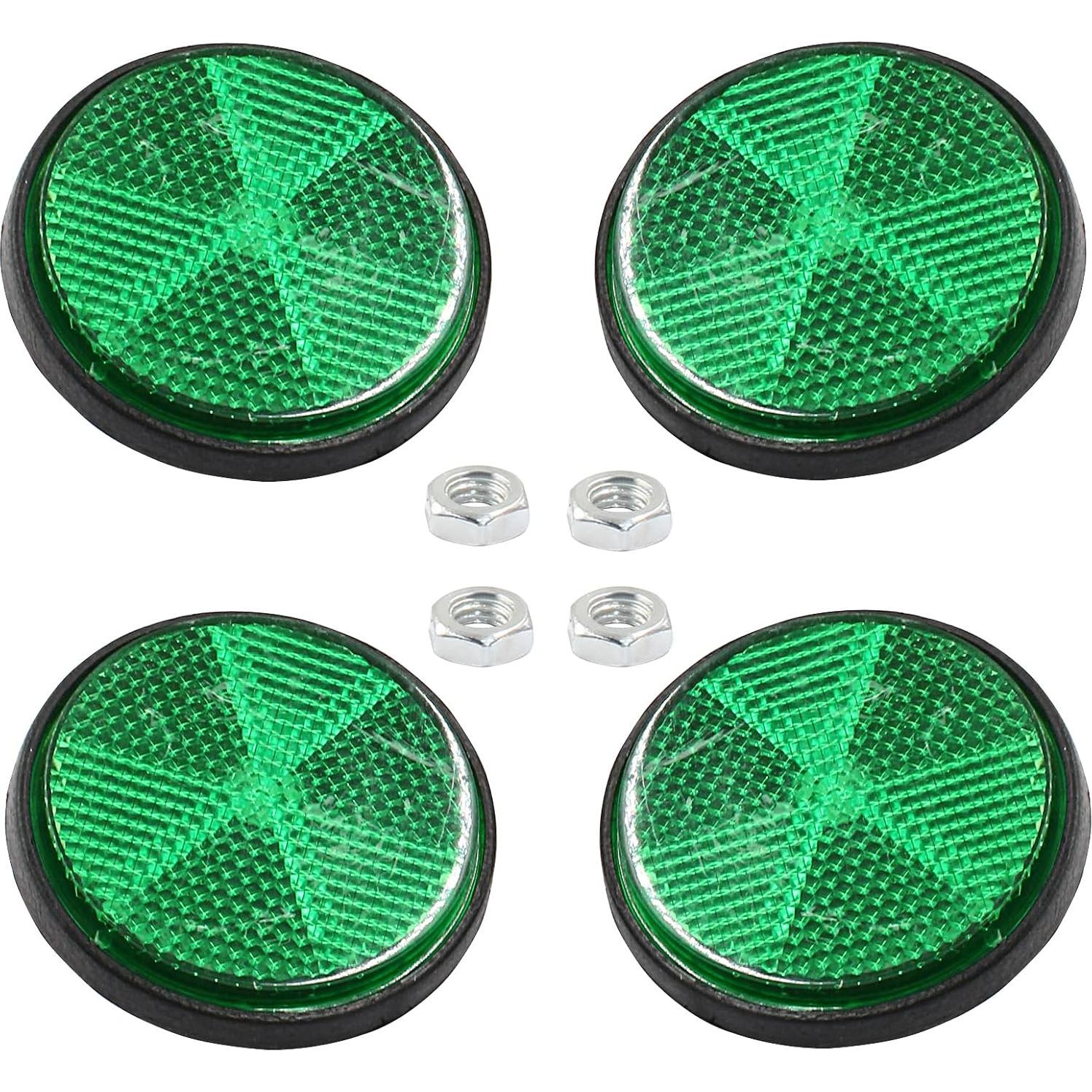 4 Reflectores Redondos Verdes Unlorspy 58mm Montaje Tornillo