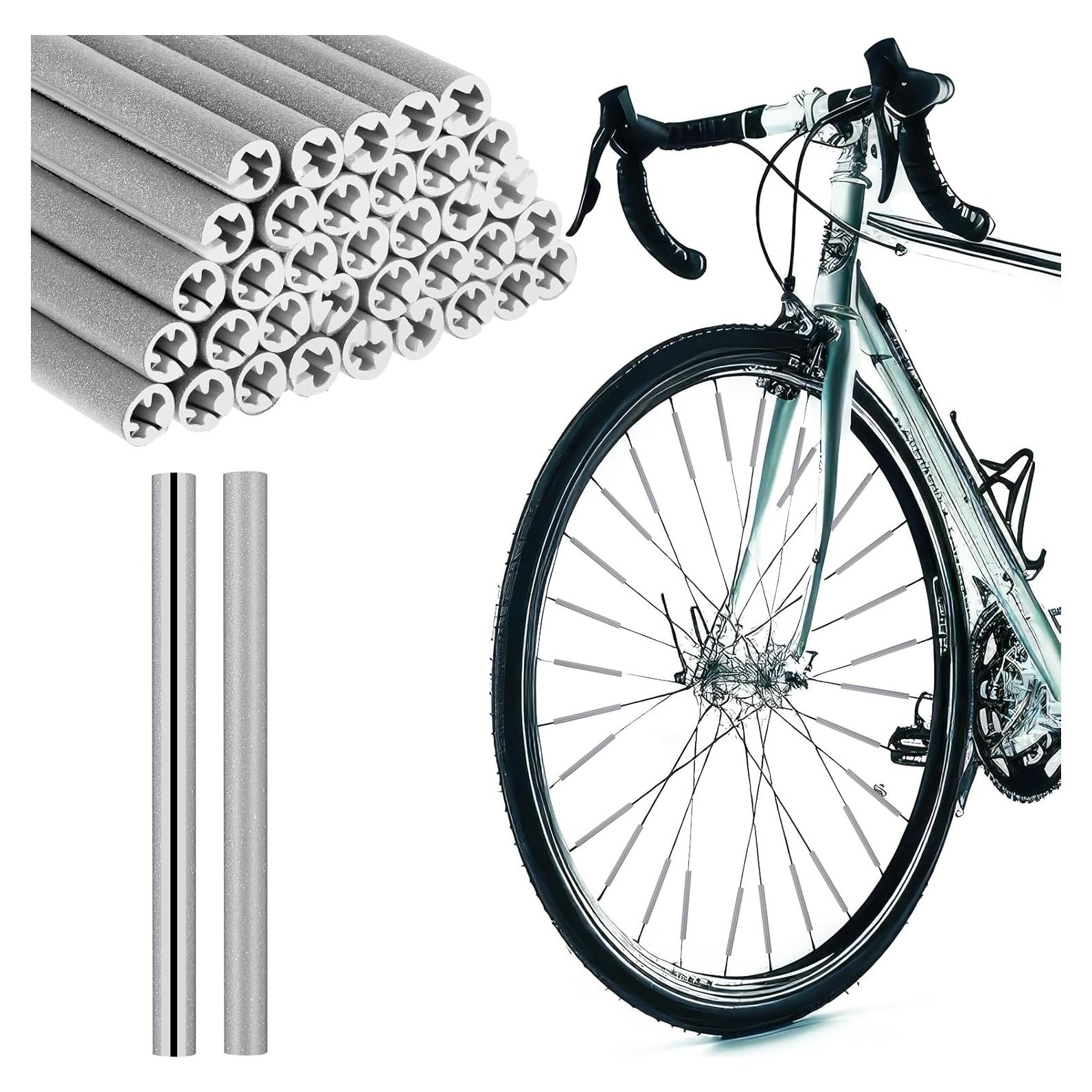 36 Cubiertas Reflectantes para Radios de Bicicleta Abeillo Plateadas