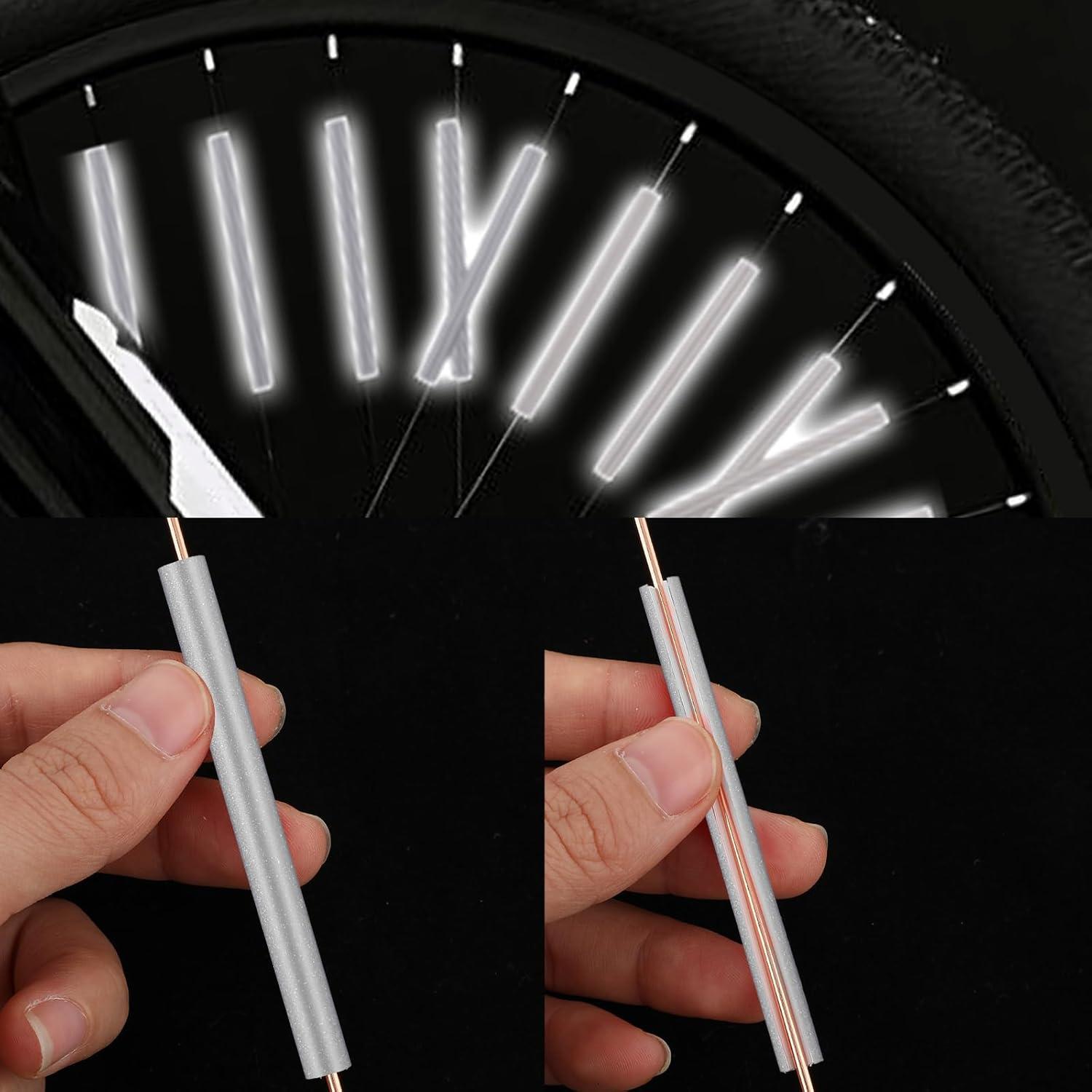 36 Cubiertas Reflectantes para Radios de Bicicleta Abeillo Plateadas