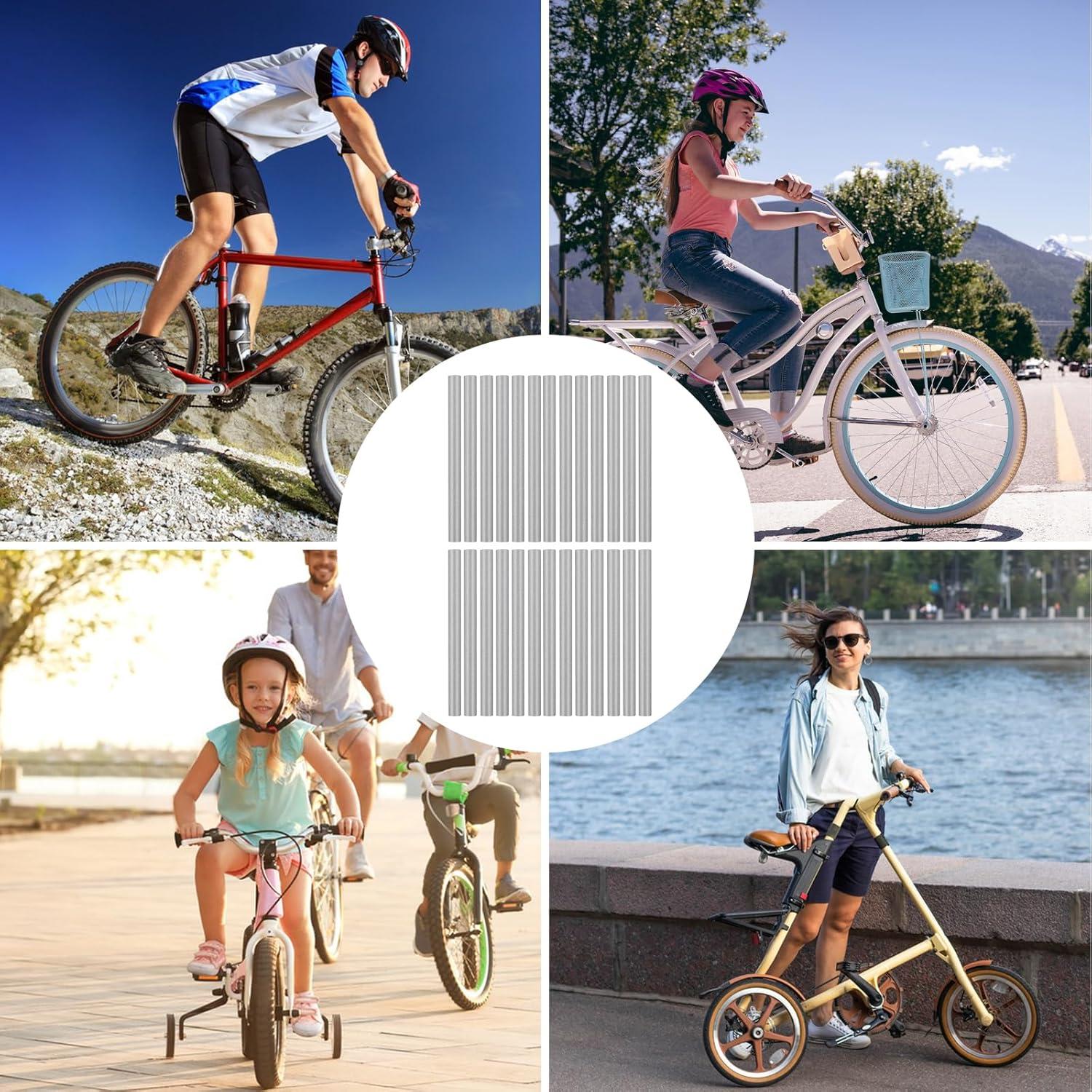 36 Cubiertas Reflectantes para Radios de Bicicleta Abeillo Plateadas