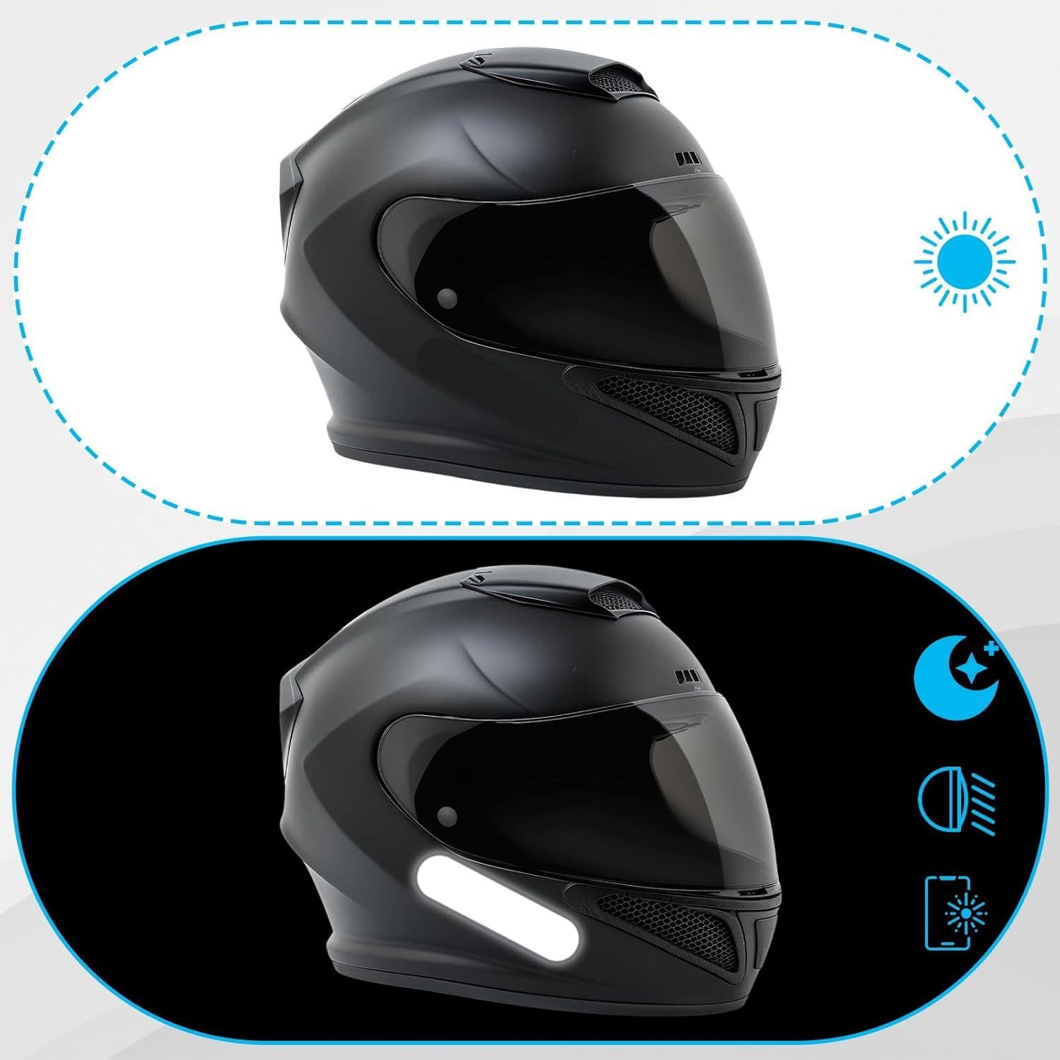 10 Calcomanías Reflectantes Negras HJZHII para Casco y Moto