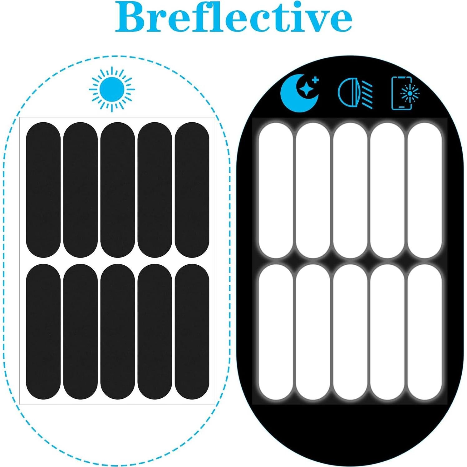 10 Calcomanías Reflectantes Negras HJZHII para Casco y Moto