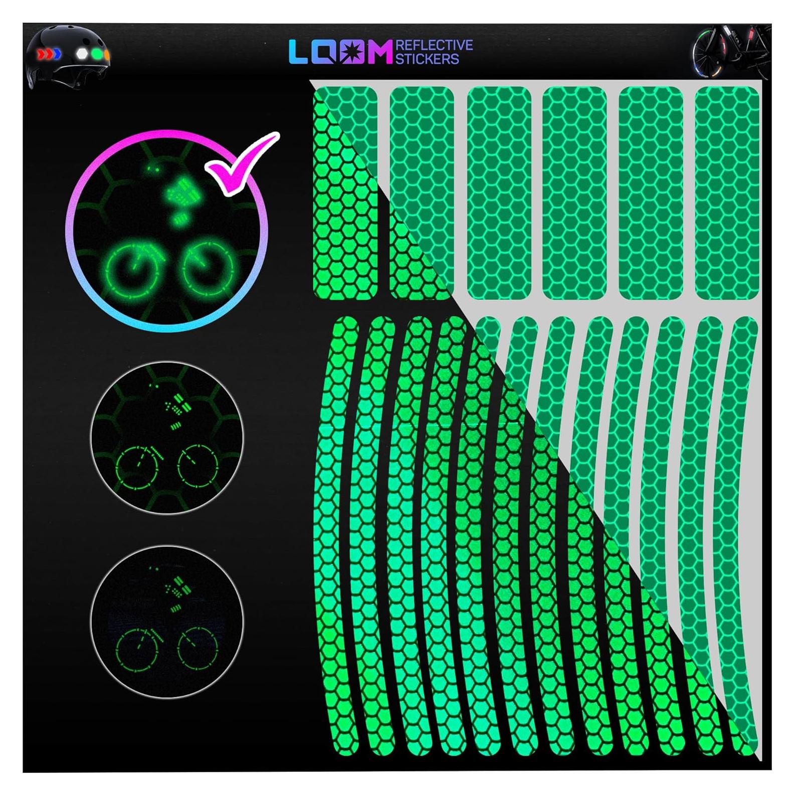 Calcomanías Reflectantes LOOM para Ruedas de Bicicleta 18pc Verde