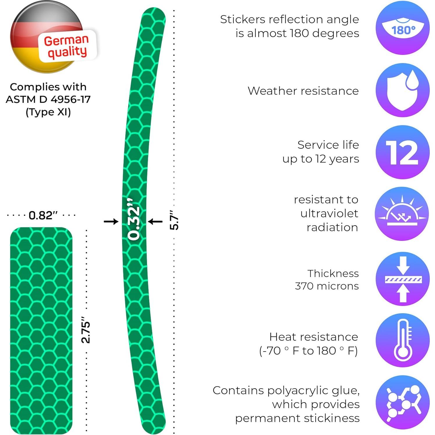 Calcomanías Reflectantes LOOM para Ruedas de Bicicleta 18pc Verde