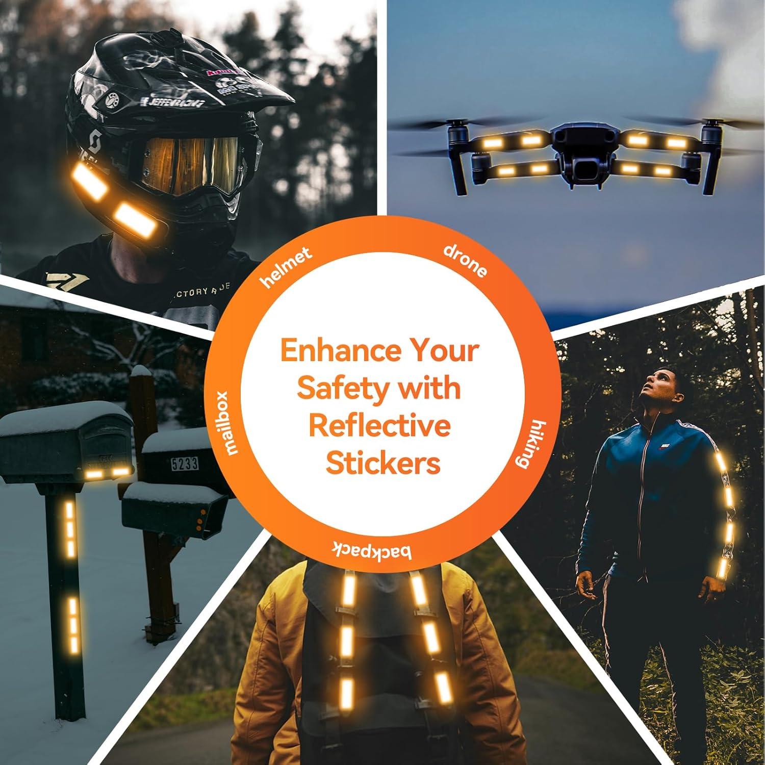 60 Calcomanías Reflectantes de Seguridad Sobaino - Amarillo, Naranja, Rojo