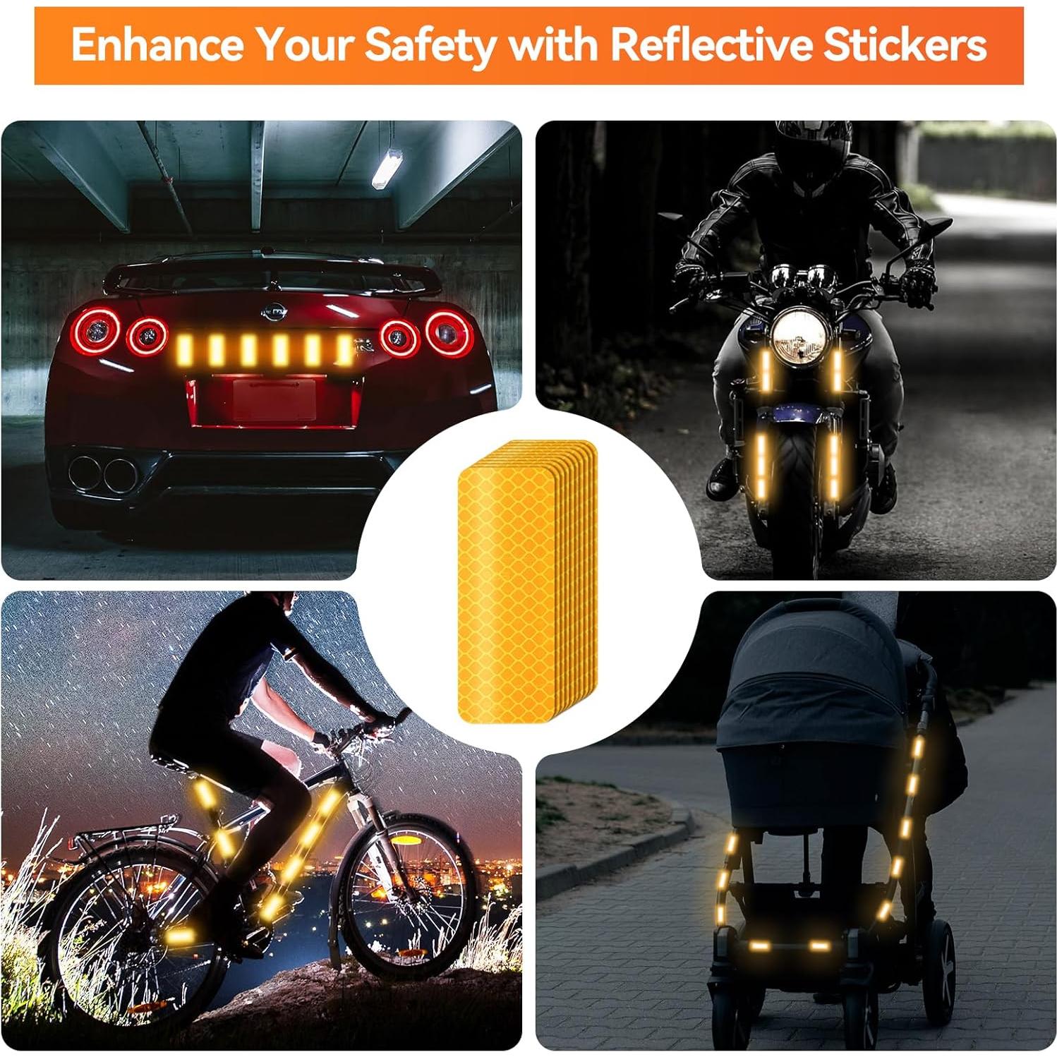 60 Calcomanías Reflectantes de Seguridad Sobaino - Amarillo, Naranja, Rojo