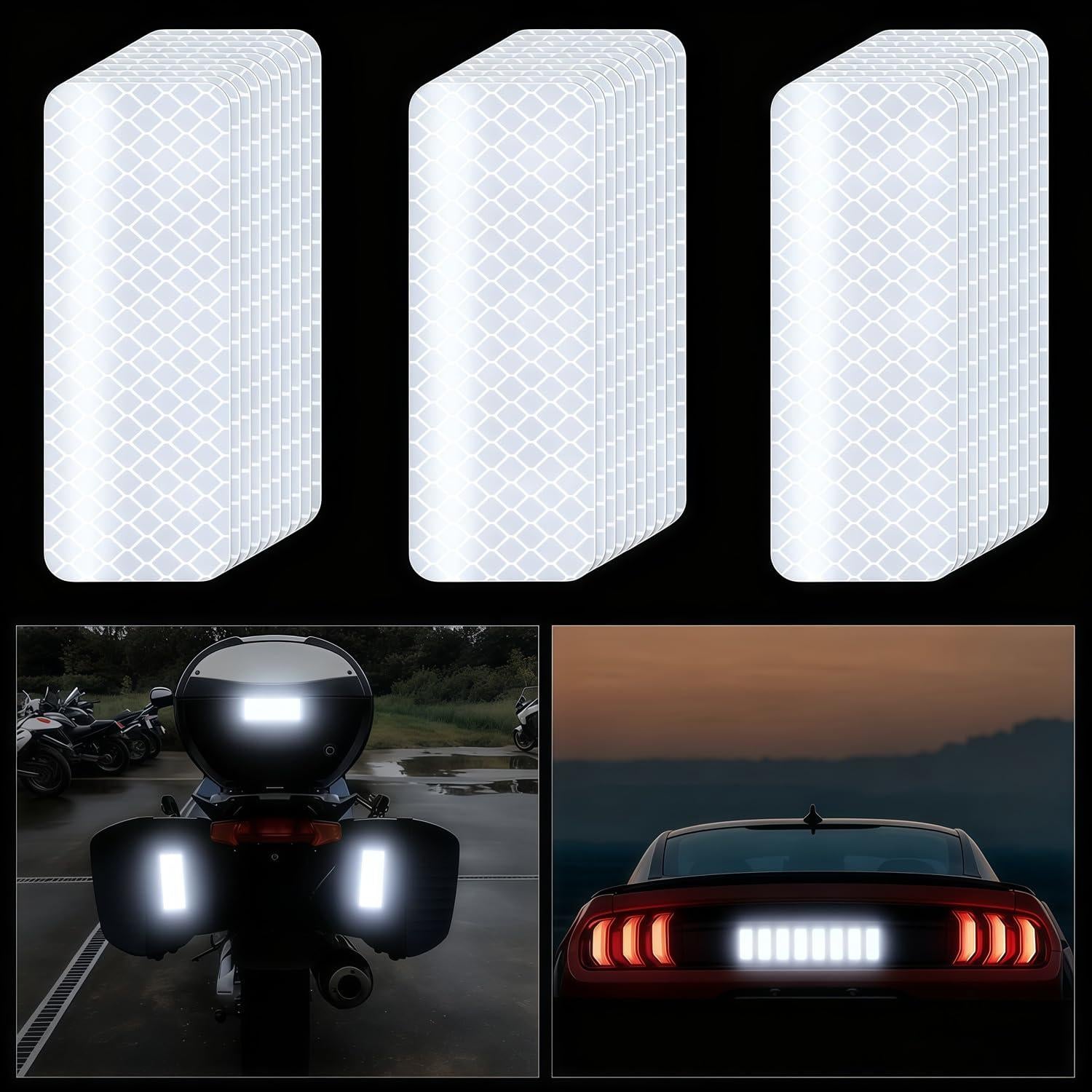 Cinta Reflectante de Seguridad XIAXIANOVA 30 PCS Blanca 3x8 cm