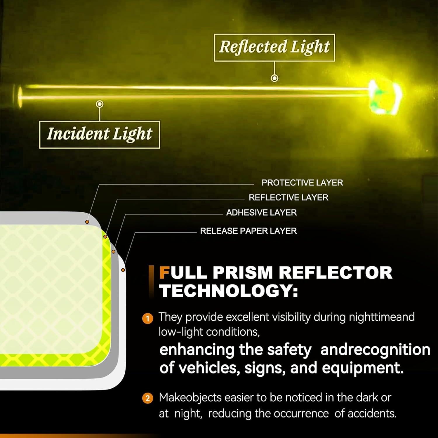 Calcomanías Reflectantes 20 Pcs CosyGO 3M DG3 8x3 cm Amarillo-Verde
