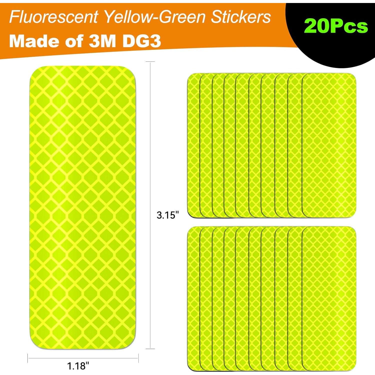 Calcomanías Reflectantes 20 Pcs CosyGO 3M DG3 8x3 cm Amarillo-Verde