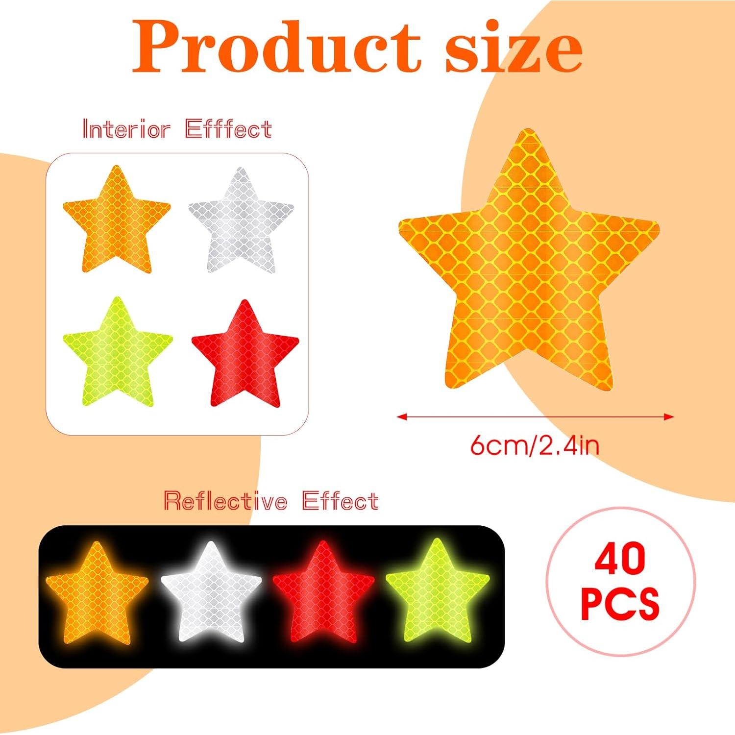 40 Calcomanías Reflectantes Estrella Ymapinc 6cm PVC Seguridad