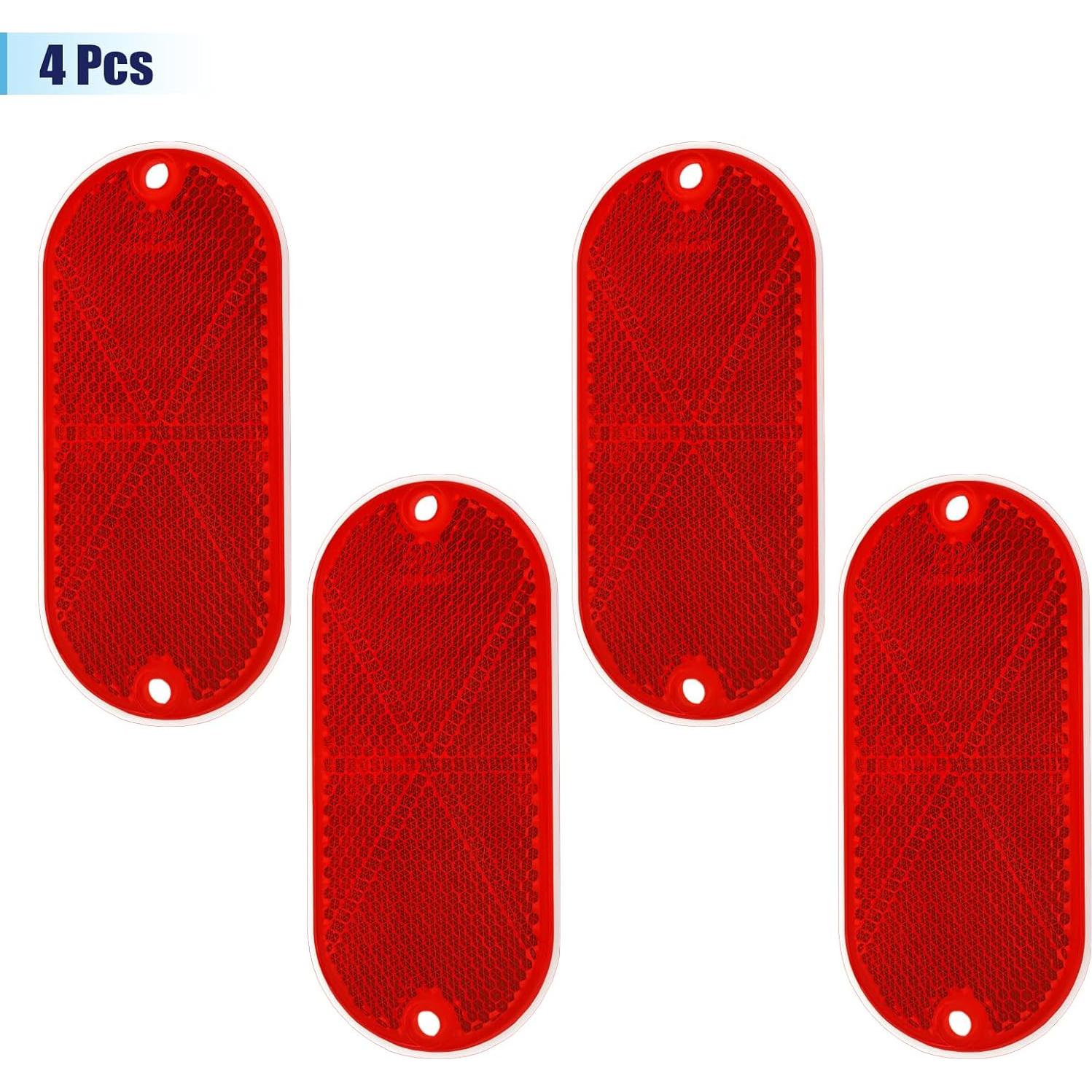 4 Reflectores Ovalados Rovella Rojo 11.4x5.1 cm Montaje Rápido