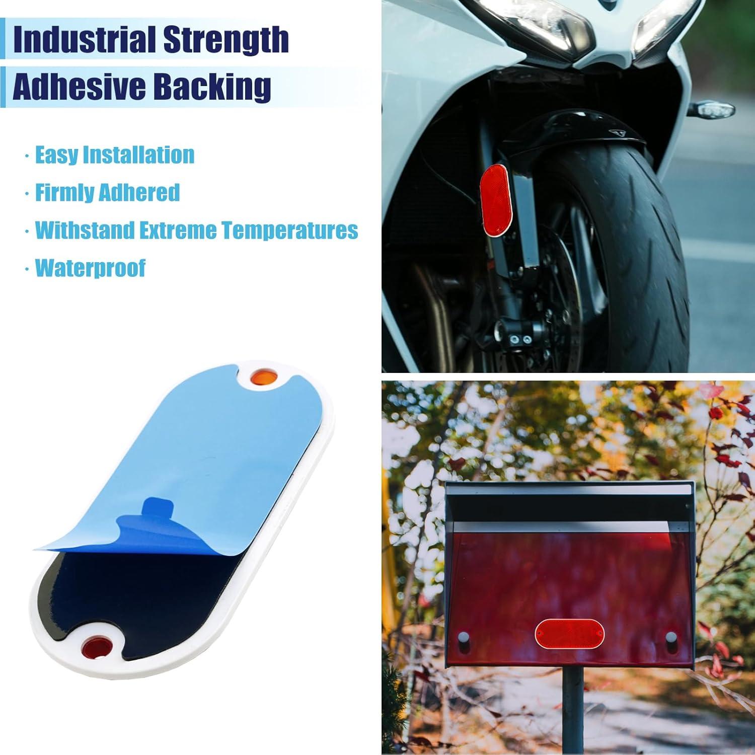 4 Reflectores Ovalados Rovella Rojo 11.4x5.1 cm Montaje Rápido