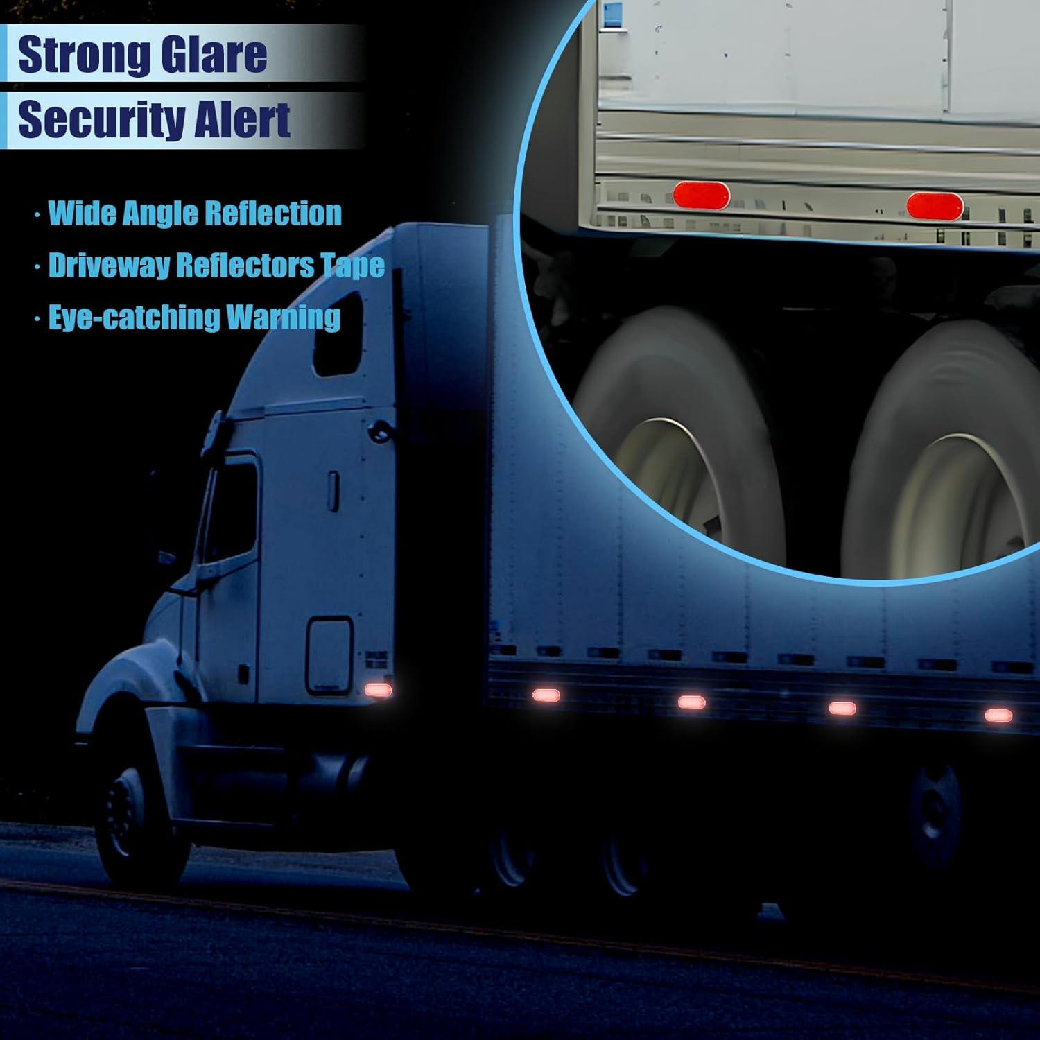 4 Reflectores Ovalados Rovella Rojo 11.4x5.1 cm Montaje Rápido