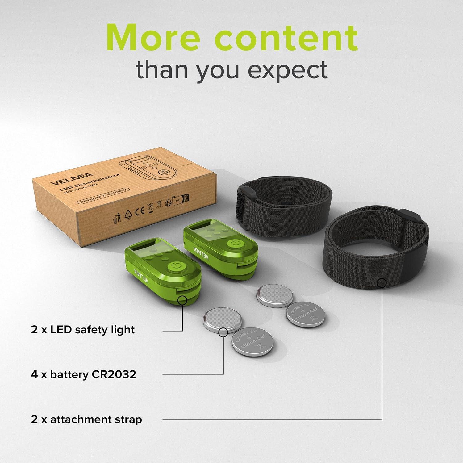 Luz de Seguridad VELMIA para Correr - Paquete de 2, Verde Neón