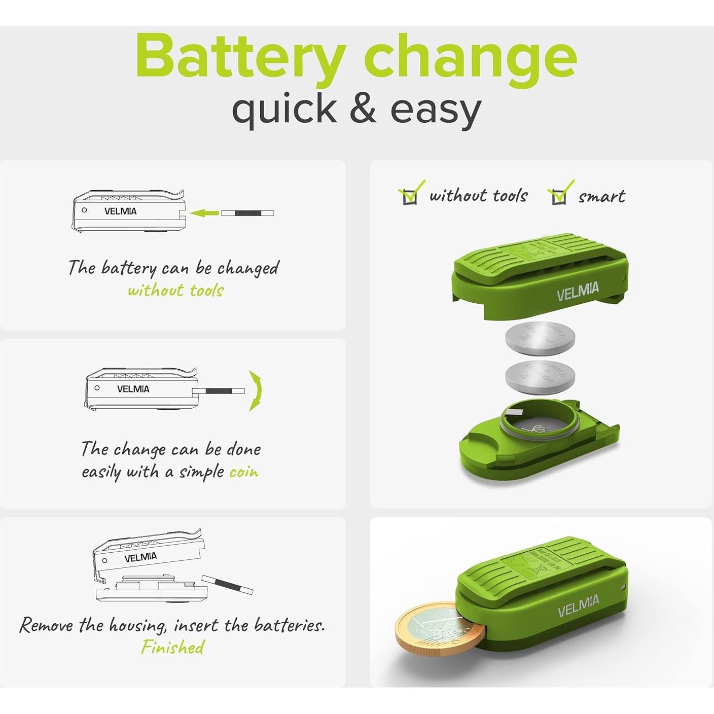 Luz de Seguridad VELMIA para Correr - Paquete de 2, Verde Neón