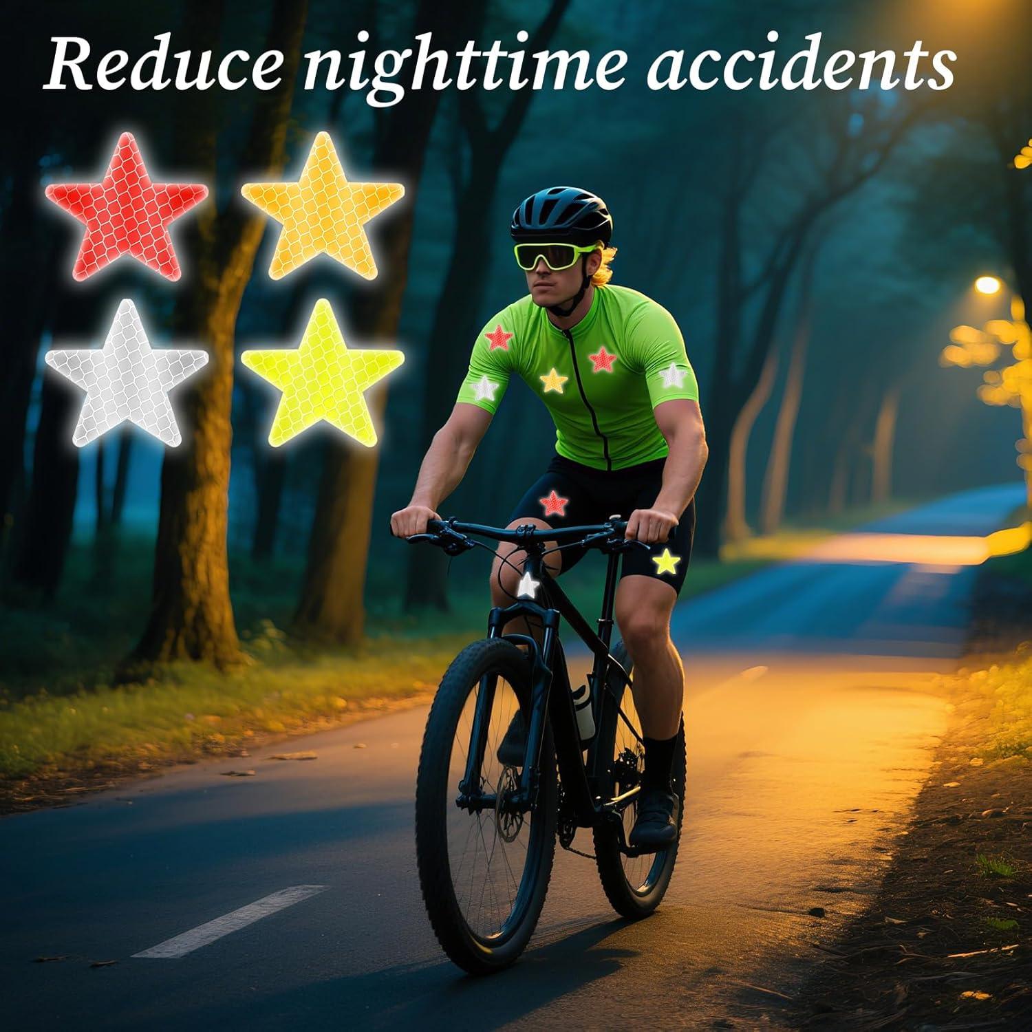 40 Calcomanías Reflectantes Estrella FdcLixuvol 6 cm Alta Visibilidad