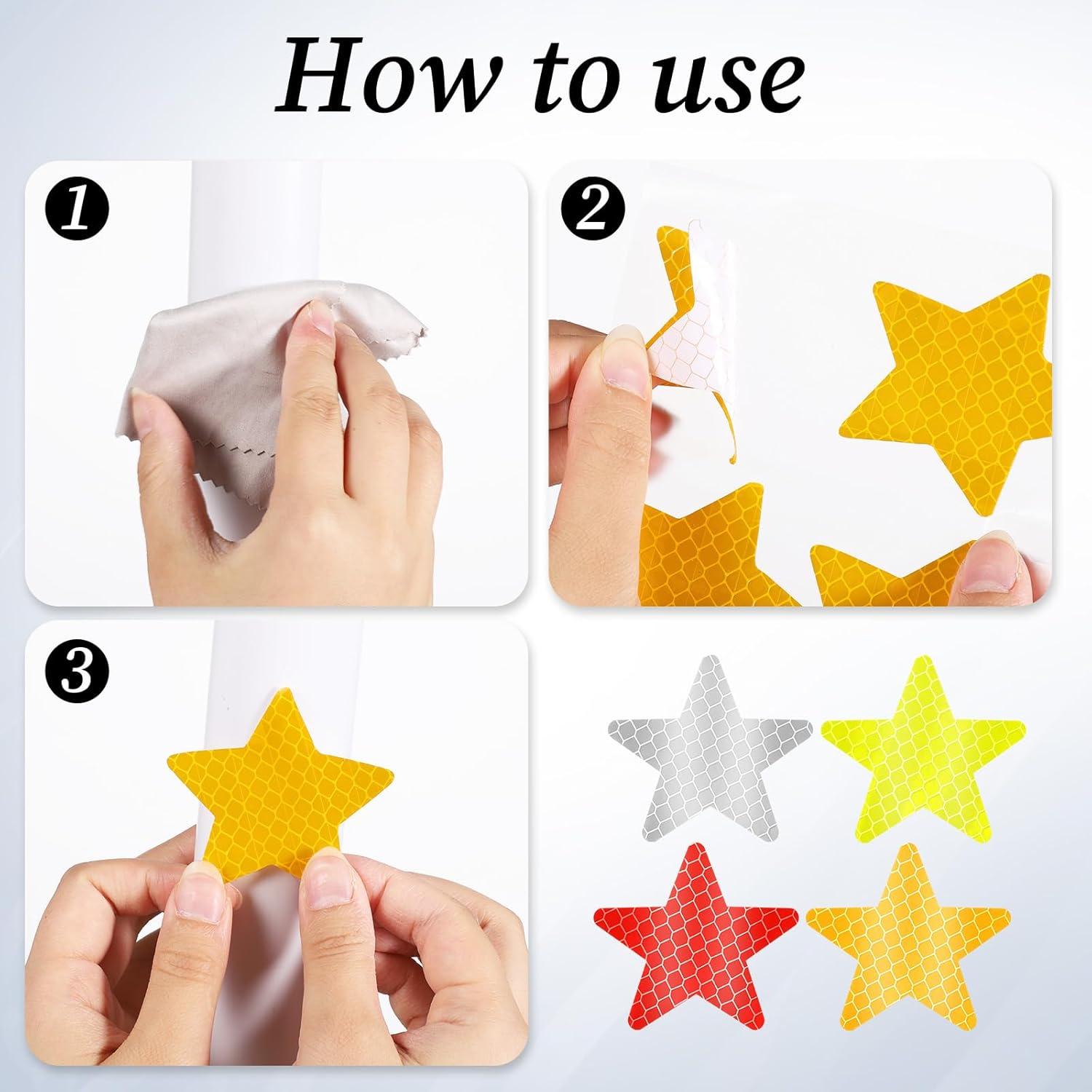 40 Calcomanías Reflectantes Estrella FdcLixuvol 6 cm Alta Visibilidad