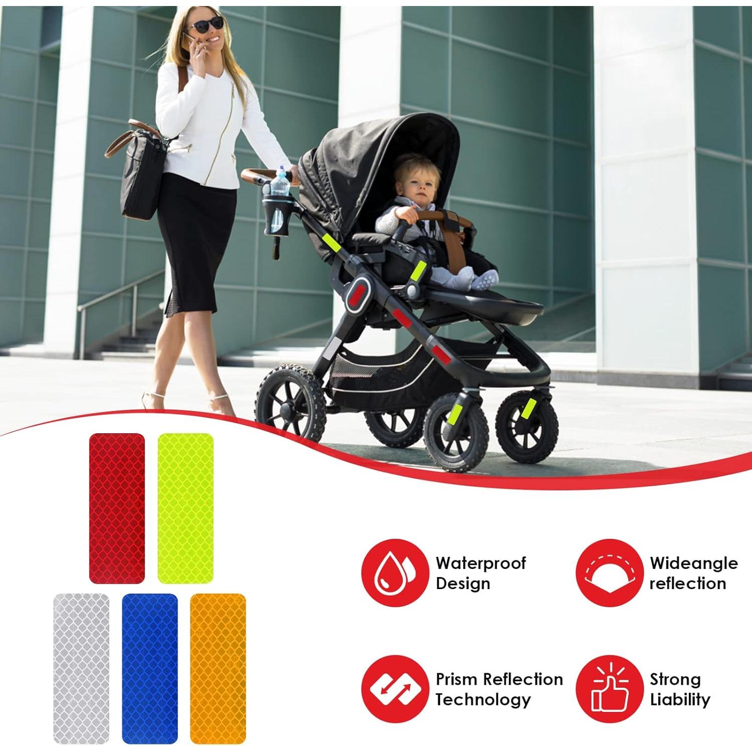 30 Calcomanías Reflectantes de Seguridad Abeillo 3x8 cm