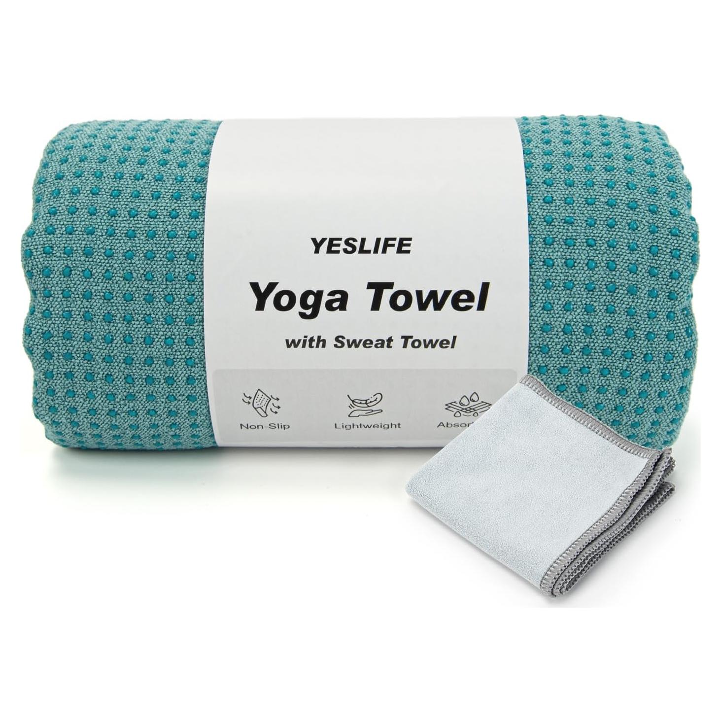 Toalla de Yoga Antideslizante YESLIFE 183x61 cm Microfibra Cian