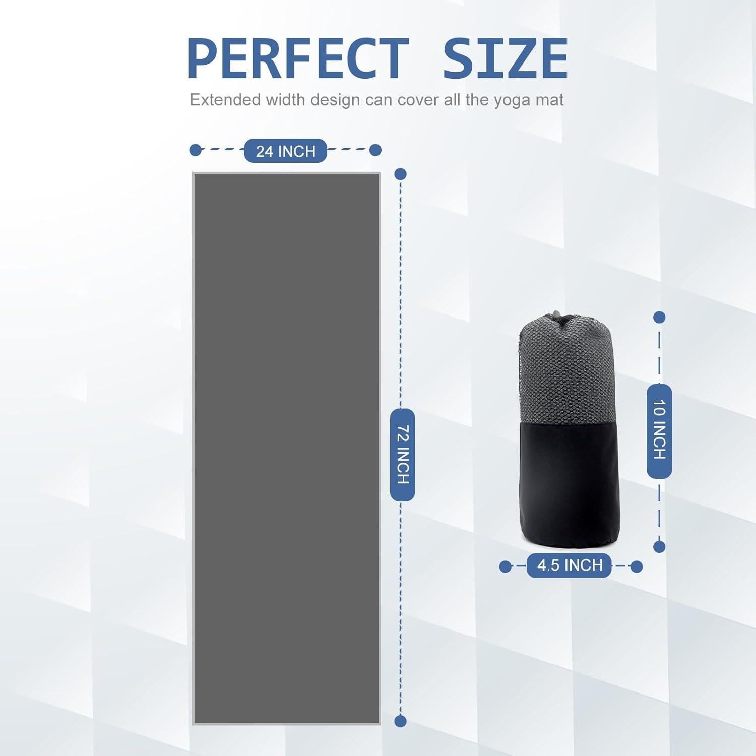 Toalla de Yoga Antideslizante Eunzel Microfibra 185x65cm Gris