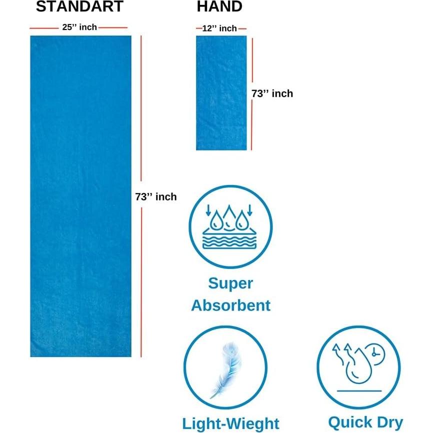 Toalla de Yoga LUKCHE Antideslizante 100% Microfibra Azul 63.5x185.4cm